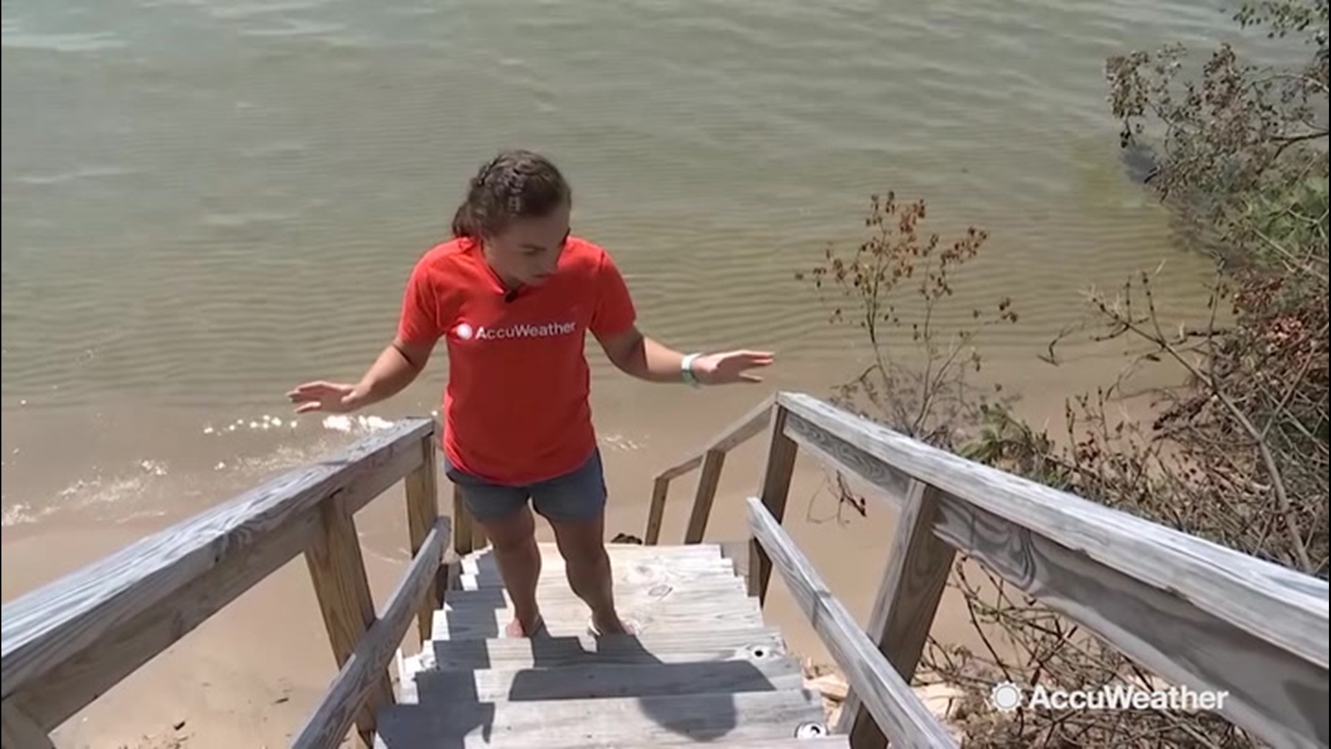 AccuWeather Meteorologist Laura Velasquez provides a perspective from where significant beach erosion has already claimed one cottage near Muskegon, Michigan.