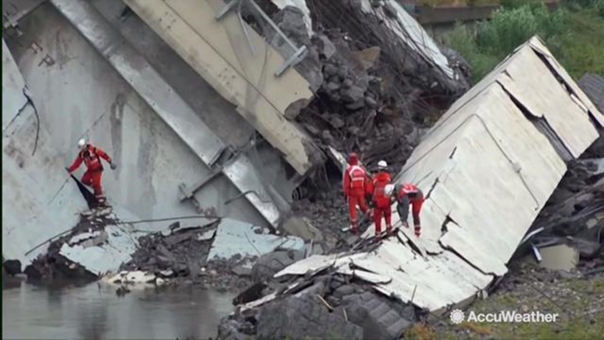 A section of a motorway bridge in the Italian city of Genoa collapsed on August 14 in heavy rain. Ansa said emergency crews reported twent fatalities, with about a dozen vehicles crushed in the collapse.