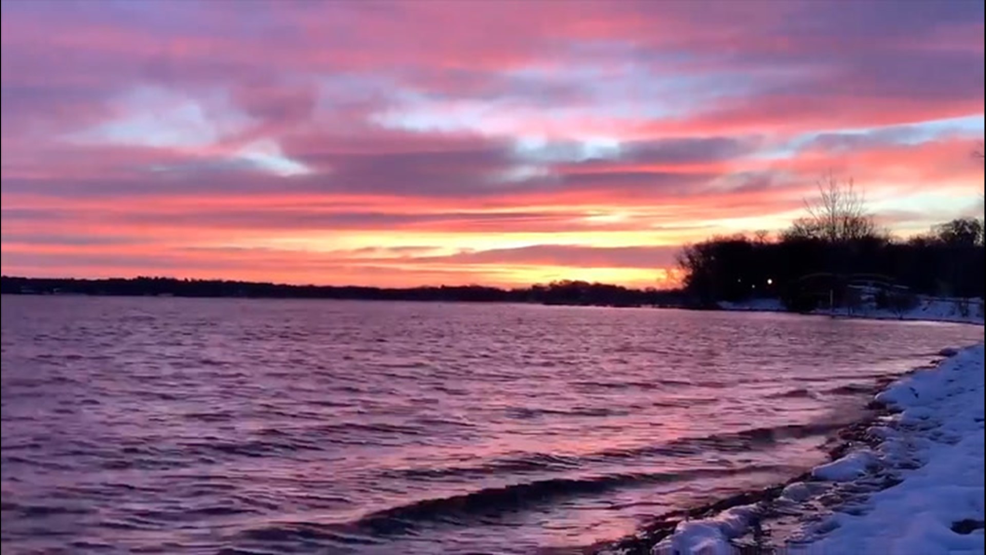 Saturday, Nov. 14 opened with a gorgeous sunrise over White Bear Lake in Minnesota - ahead of a forecasted storm later in the day.