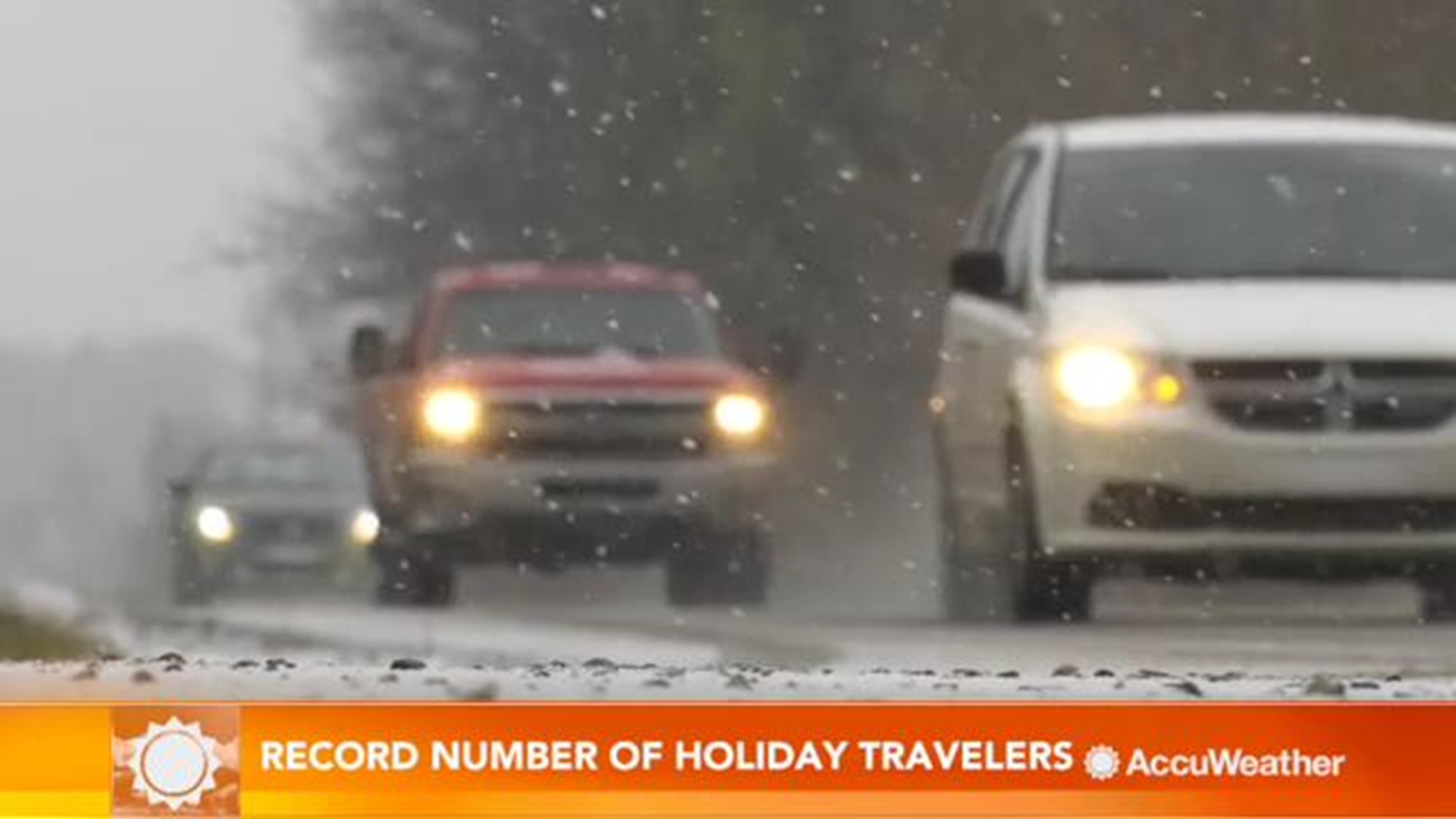 Powerful storms could cause trouble for the record number of Americans traveling for the holiday.