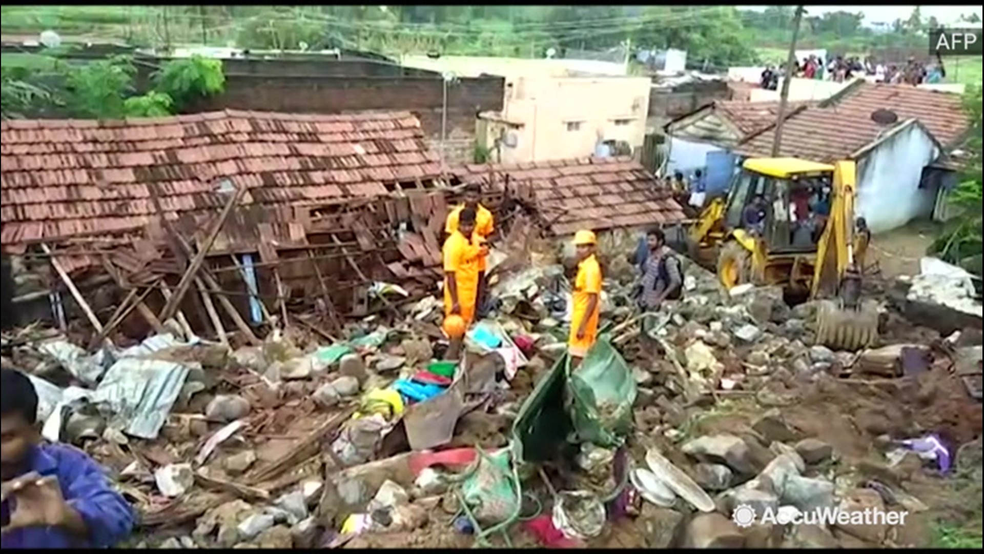 At least 17 people were killed in Nadur, India, after heavy rain caused a wall to collapse on their homes in the middle of the night on Dec. 2. Police say the residents were sleeping at the time and that they were buried alive.