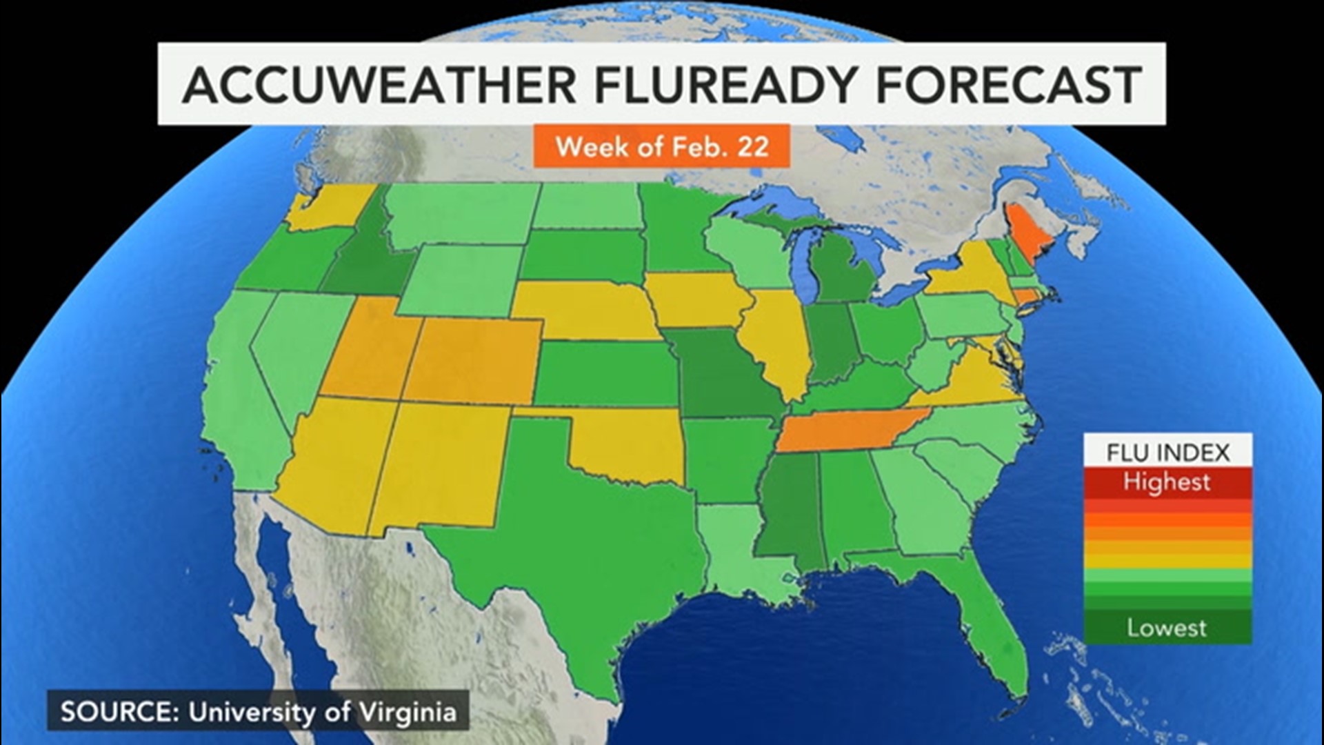 AccuWeather's Bill Wadell broadcasts from the Biocomplexity Institute of Virginia Tech, where experts say many states are at the highest flu levels they've seen in a decade.