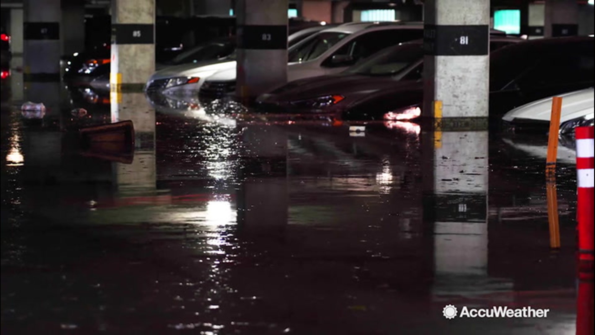 AccuWeather's own Jonathan Petramala was in St. Petersburgh, Florida when a powerful storm caused flash flooding, on August 1. Due to potential pump failures, this hotel car garage became filled with water.