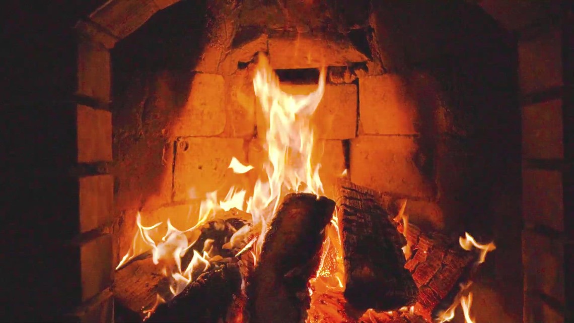 Yule Log: Cozy, crackling fireplace
