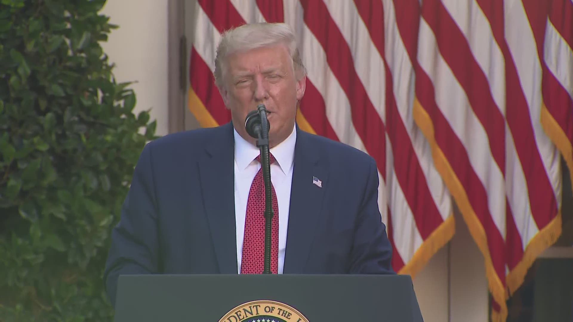At a Tuesday briefing in the Rose Garden of the White House Trump addressed several top issues facing the U.S., including the strained relationship with China.