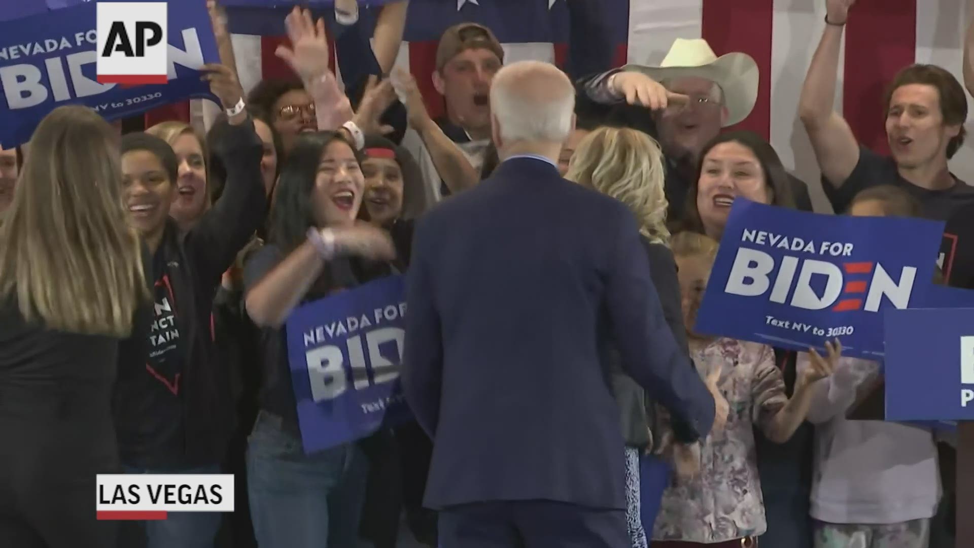 Biden is declaring himself back into the race for the presidency after early results in Nevada showed the former vice president in second place.