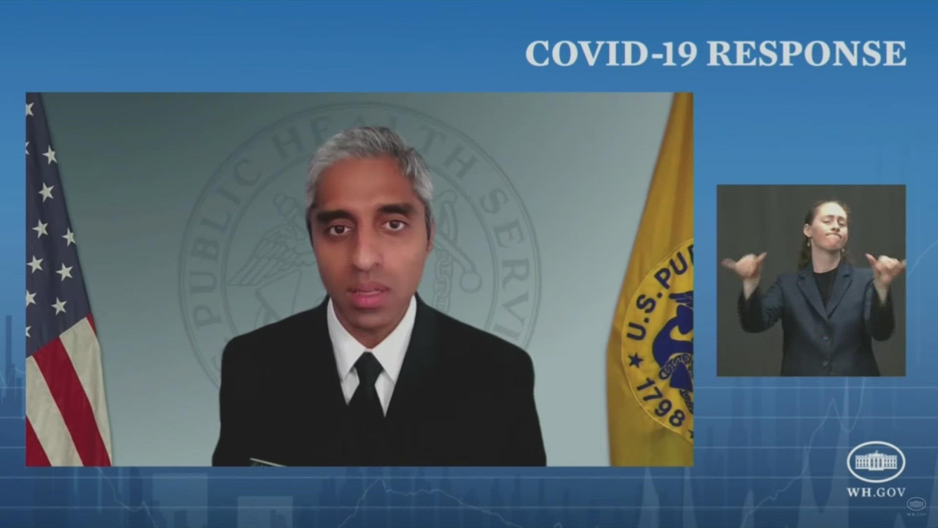 US Surgeon General promotes vaccines amid the spread of the COVID dealt variant.