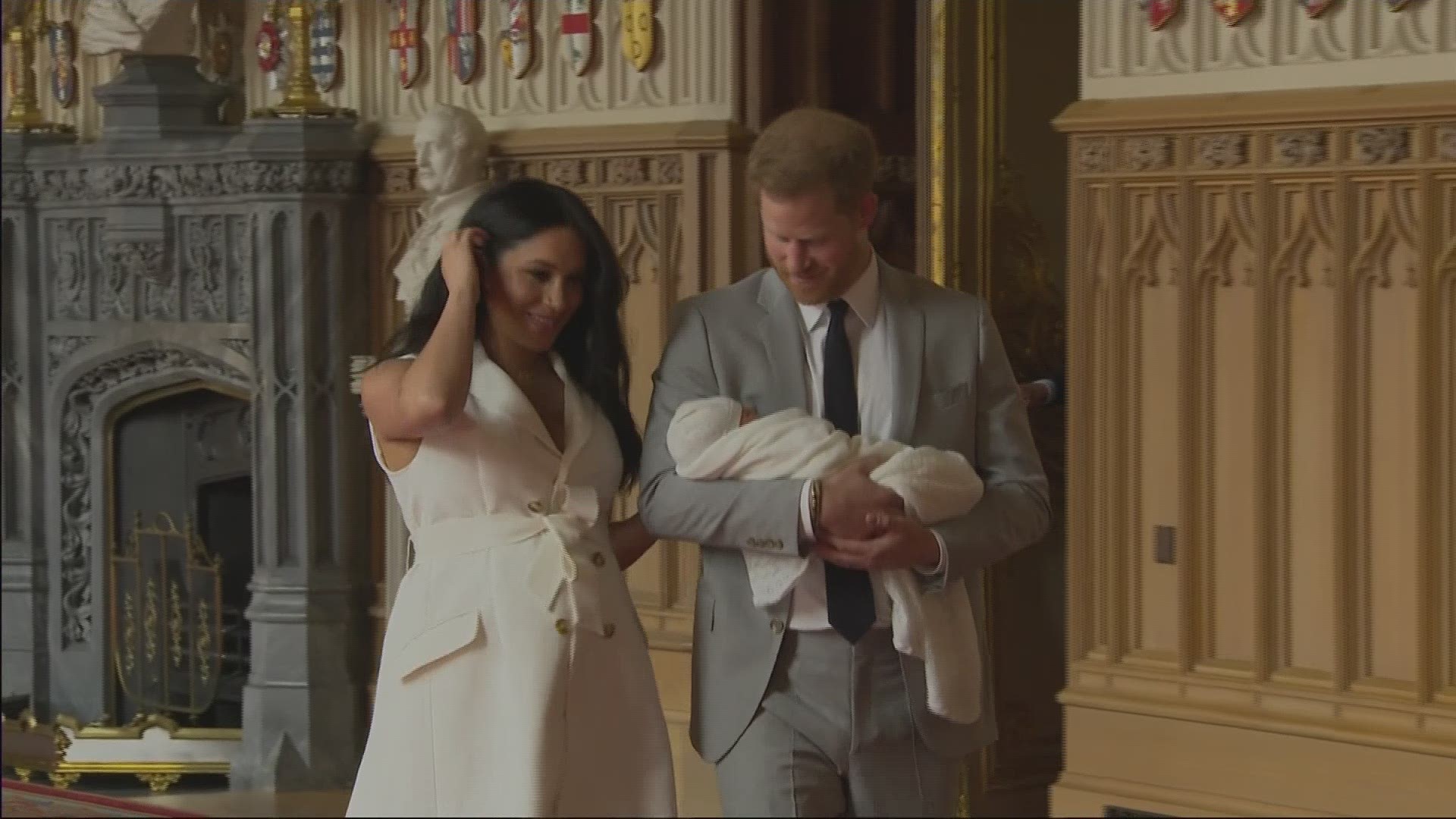 The Duke and Duchess of Sussex presented their newborn son to the public and posed for photos at Windsor Palace.