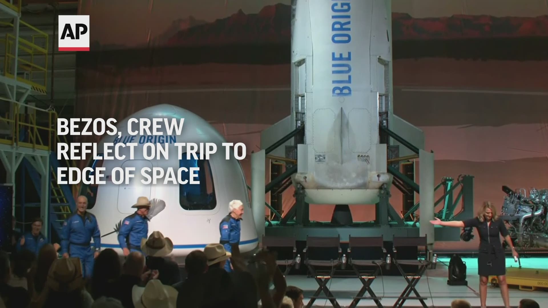 The crew aboard New Shepherd talk about their trip to the edge of space after a successful launch for Jeff Bezos' Blue Origin Tuesday.