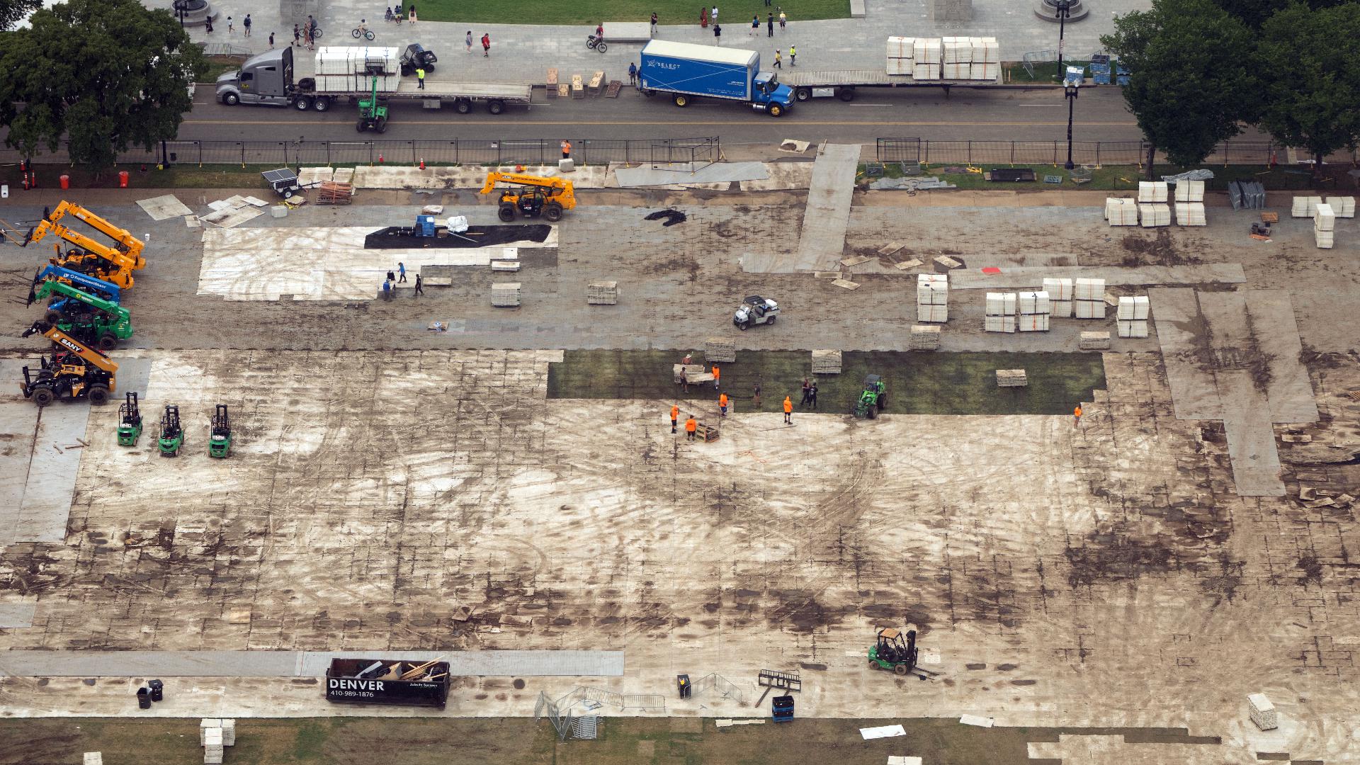 Trump blames vandals for damaged grass in the spot where July 4 celebration was held