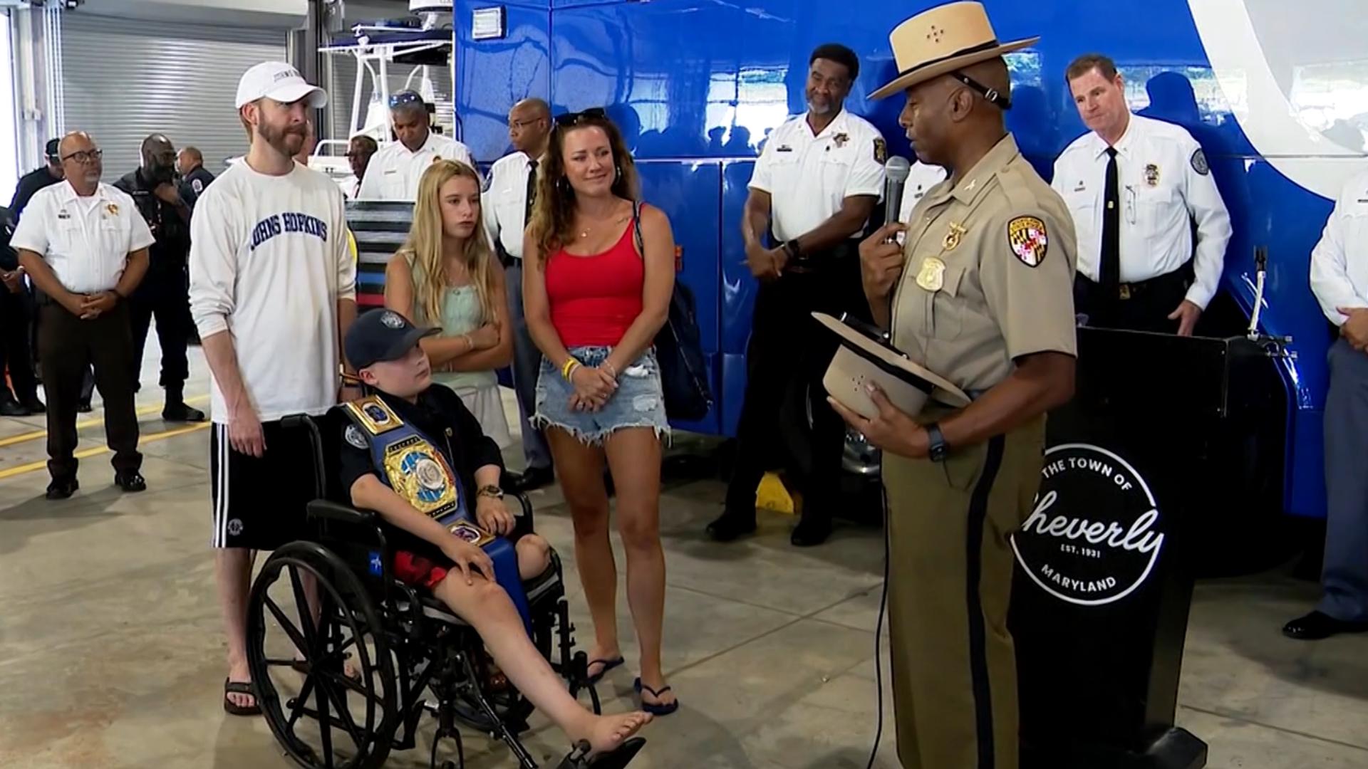 Maryland boy battling cancer becomes honorary police chief