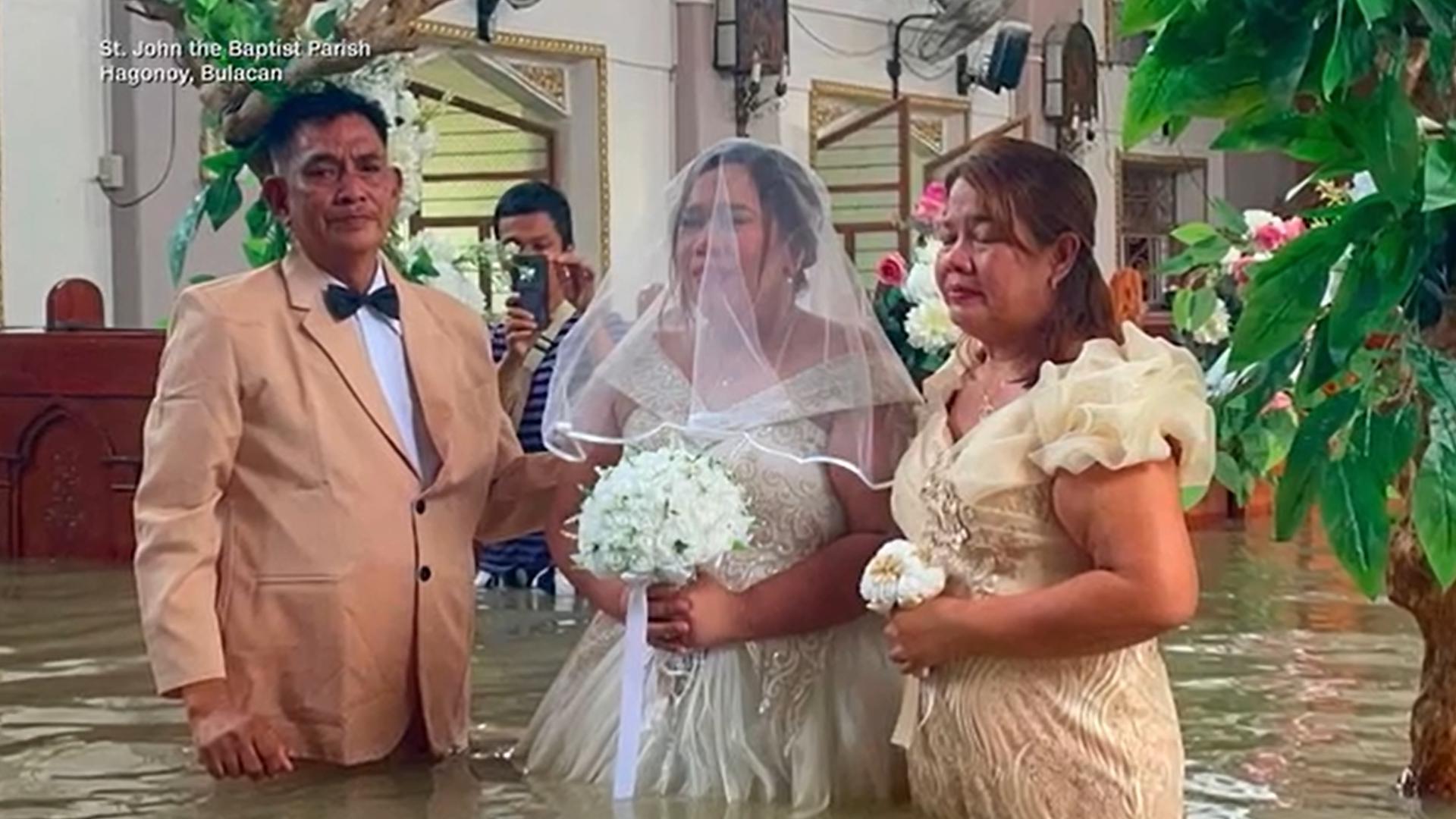 Monsoon matrimony | Couple gets married in waist-deep floodwaters