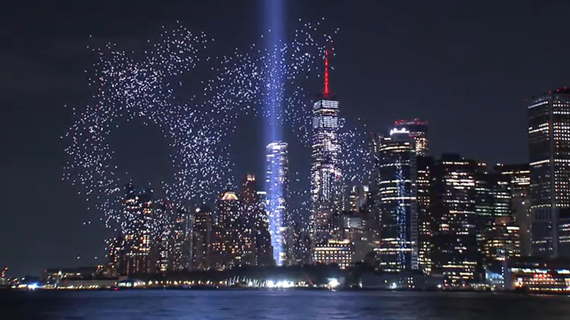 WATCH: Drone light show honors 9/11 victims with 2,977 lights recreating Twin Towers