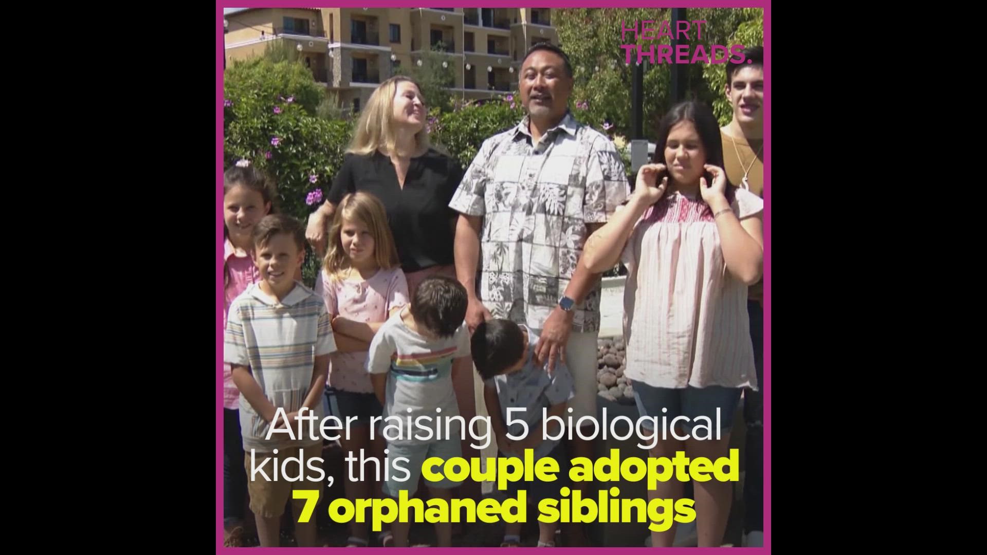 After raising five kids of their own, this family adopted seven siblings who were orphaned in a car accident.