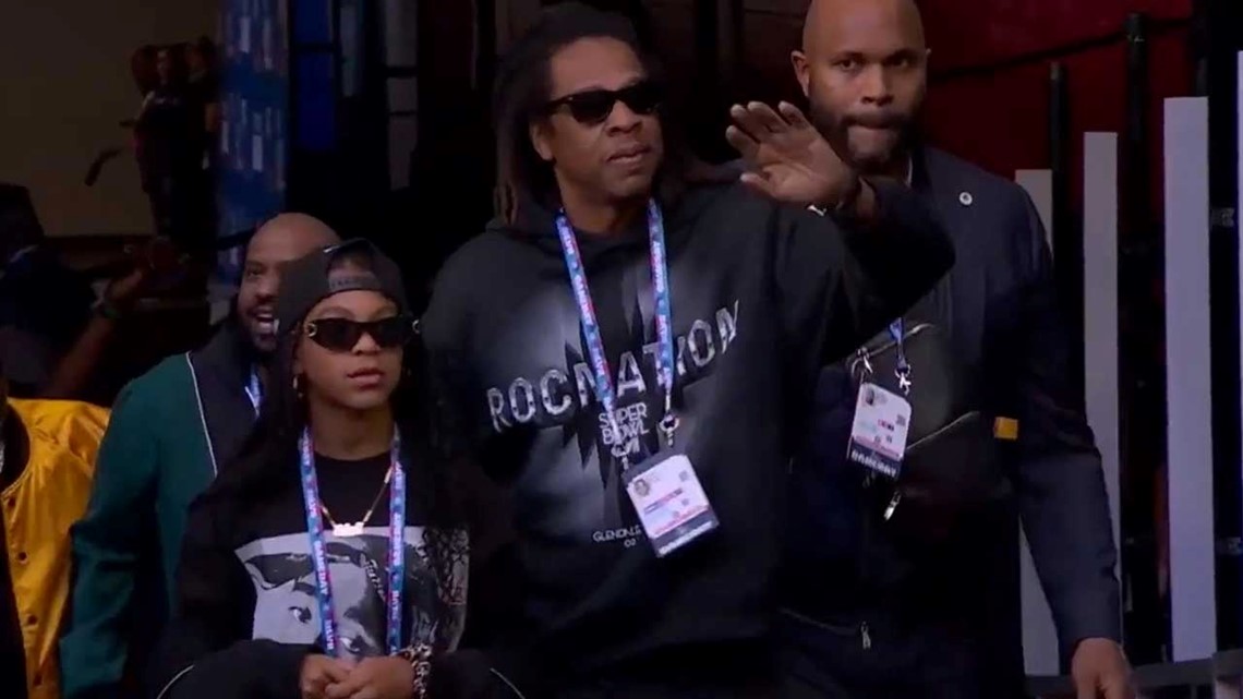 JAY-Z and Blue Ivy Carter at the 2023 Super Bowl