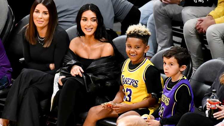 Kim Kardashian Sits Courtside With Son