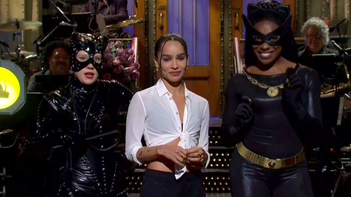 Anne Hathaway Latex Porn - Saturday Night Live': Zoe Kravitz Gets Support From Other Catwomen for  Debut Monologue | kare11.com