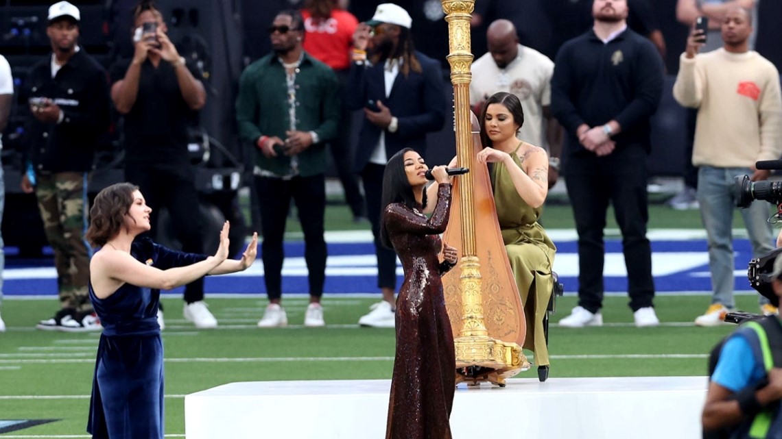 Jhené Aiko performs 'America the Beautiful' at Super Bowl LVI