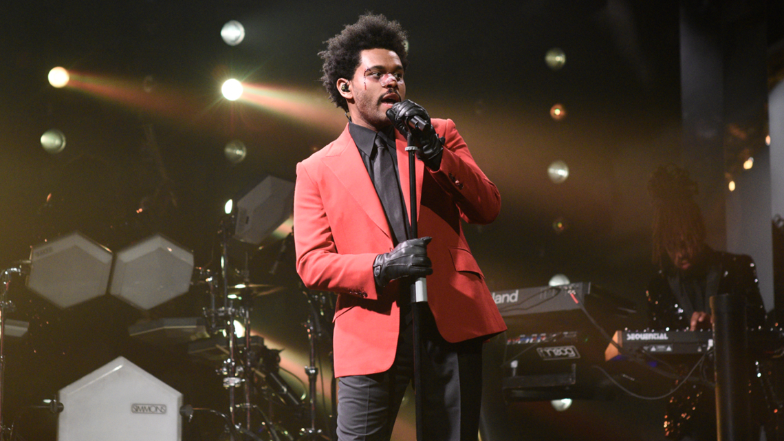 What happened to The Weeknd's face at Super Bowl 2021 halftime show?