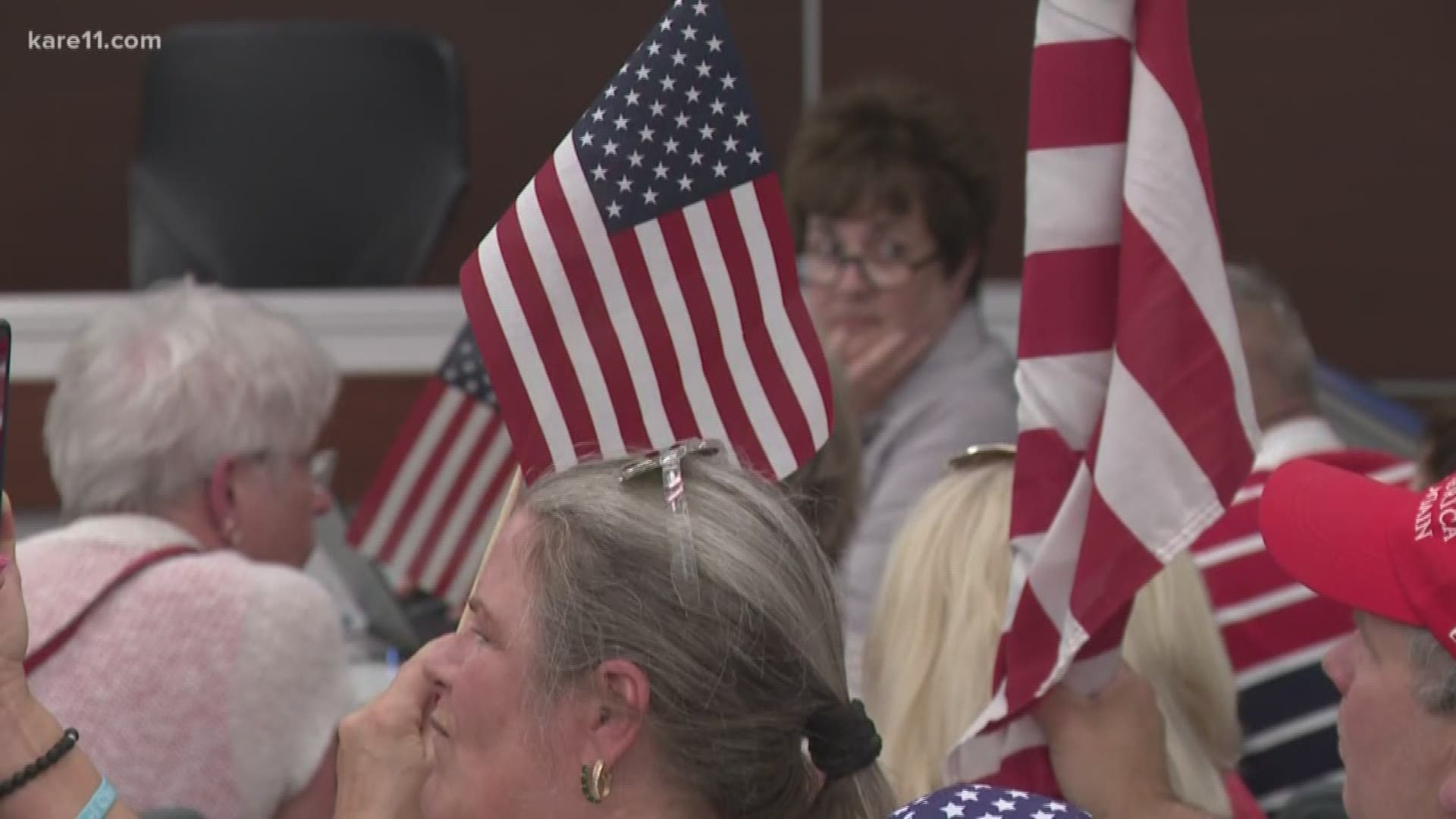 A study session held in St. Louis Park City Council chambers on Monday exploded into confrontation, as protesters took aim at council members for voting last month to remove the Pledge of Allegiance from the start of council meetings.