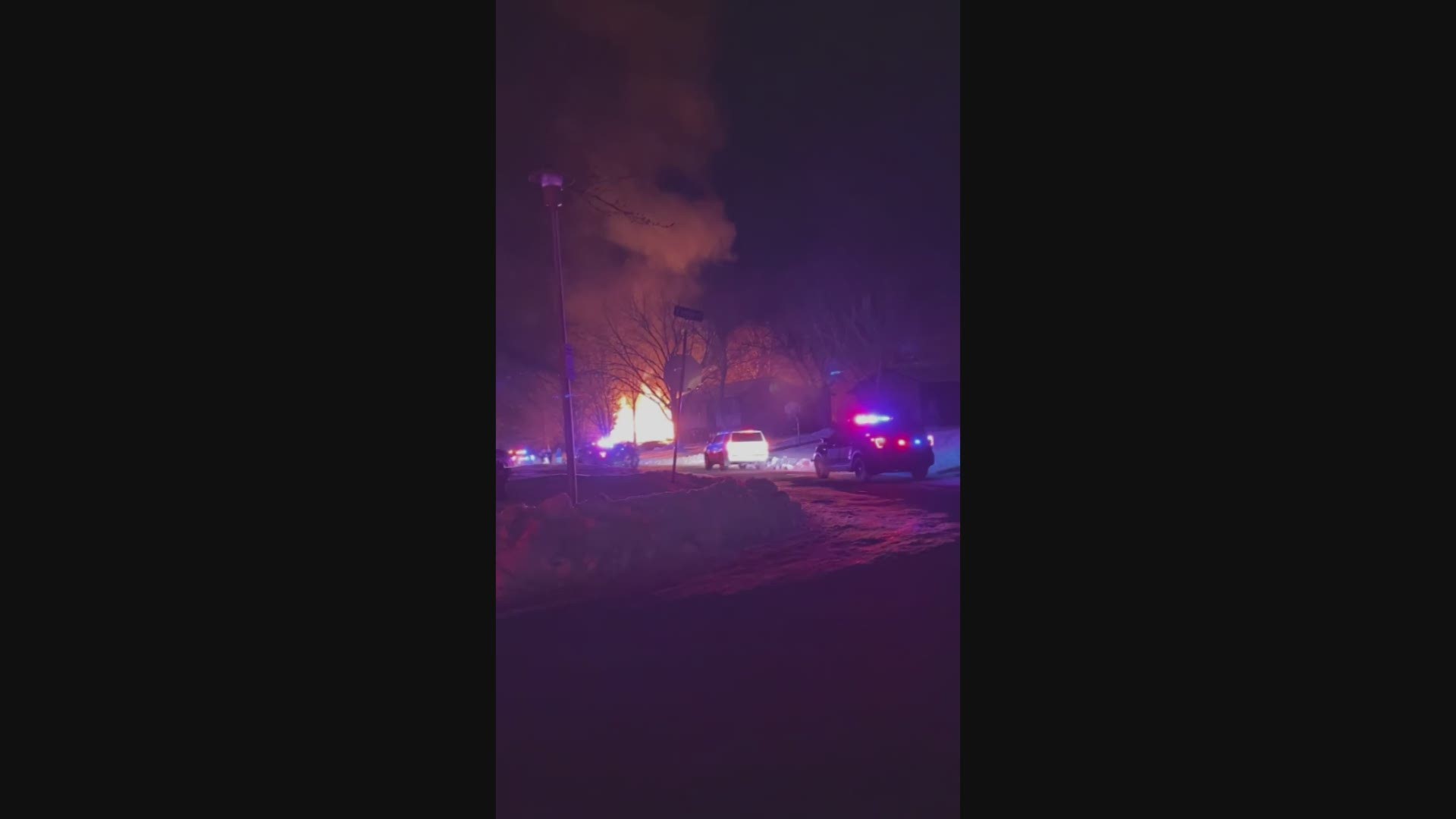 Two people are hospitalized after their home exploded and burned Monday night in River Falls, WI.