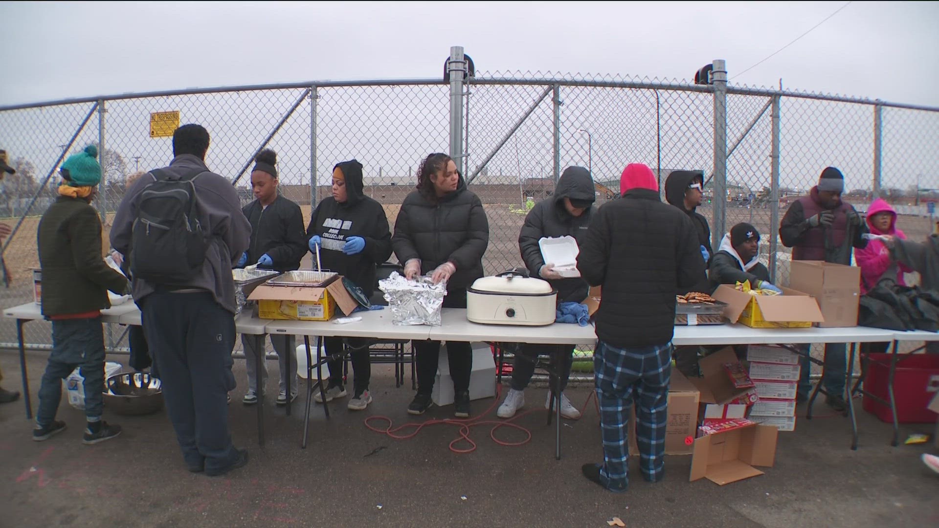 Volunteers spent Christmas Eve providing warm meals and winter gear to people experiencing homelessness in south Minneapolis.