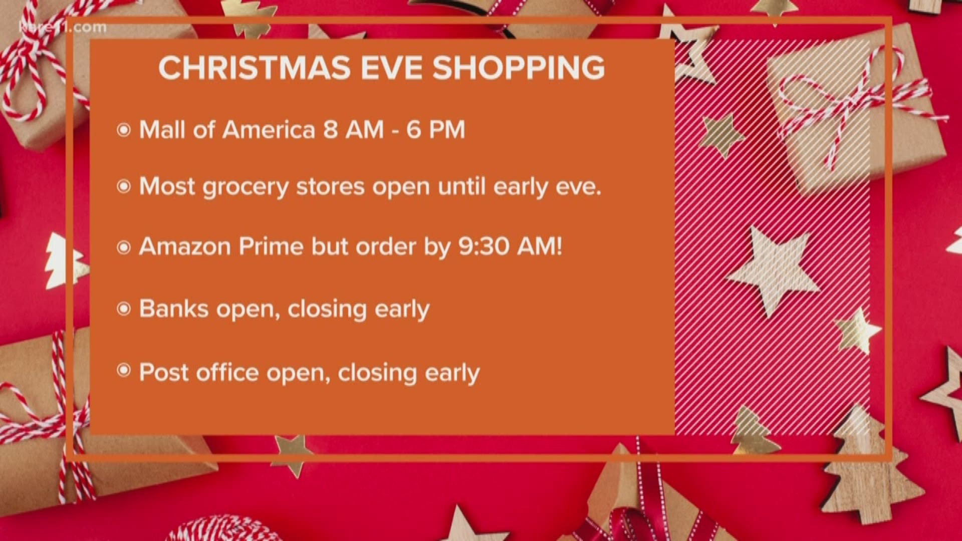 What's open and closed on Christmas Eve