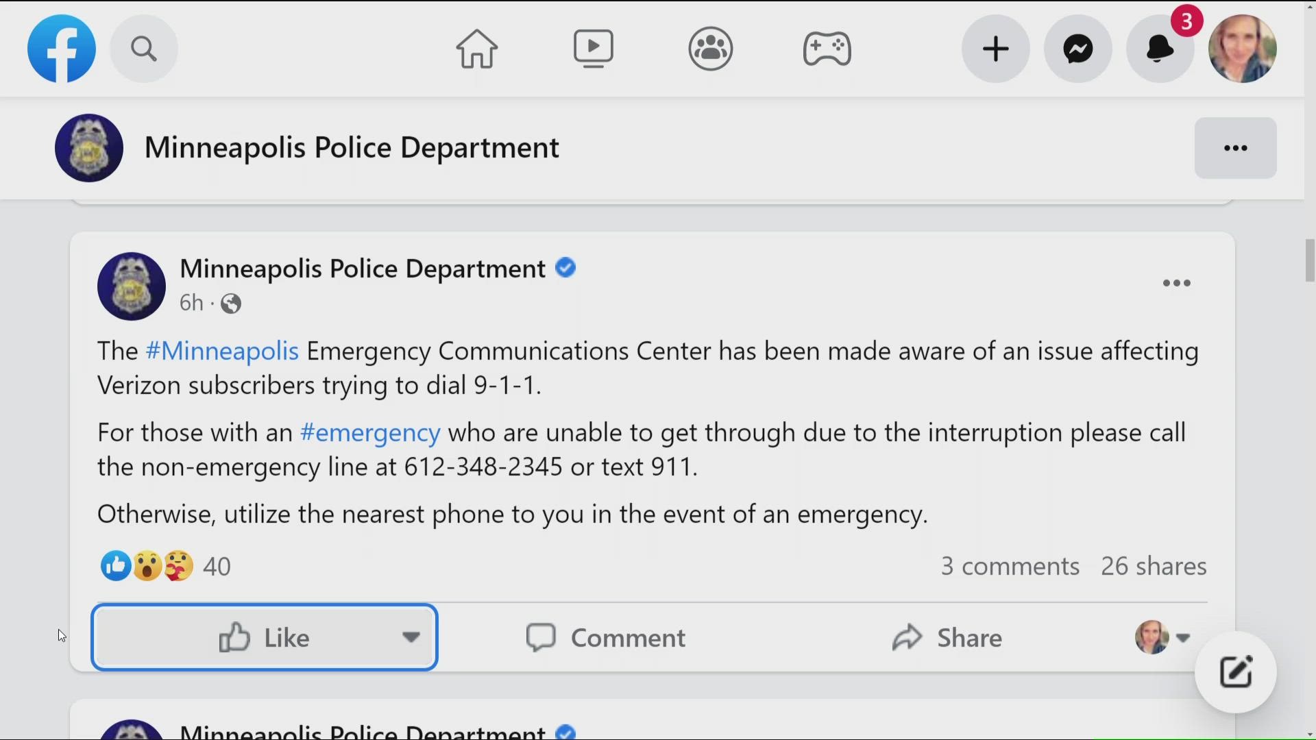 Police in Minneapolis and Brooklyn Center published a warning for those trying to contact emergency services.