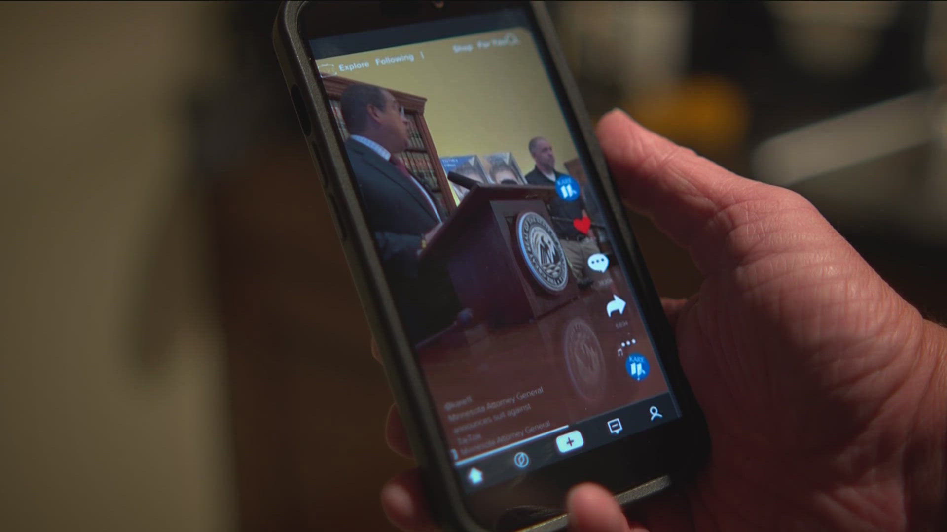 Ellison told reporters that the makers of the popular app have purposely designed features to get Minnesota children addicted, exploiting them financially.