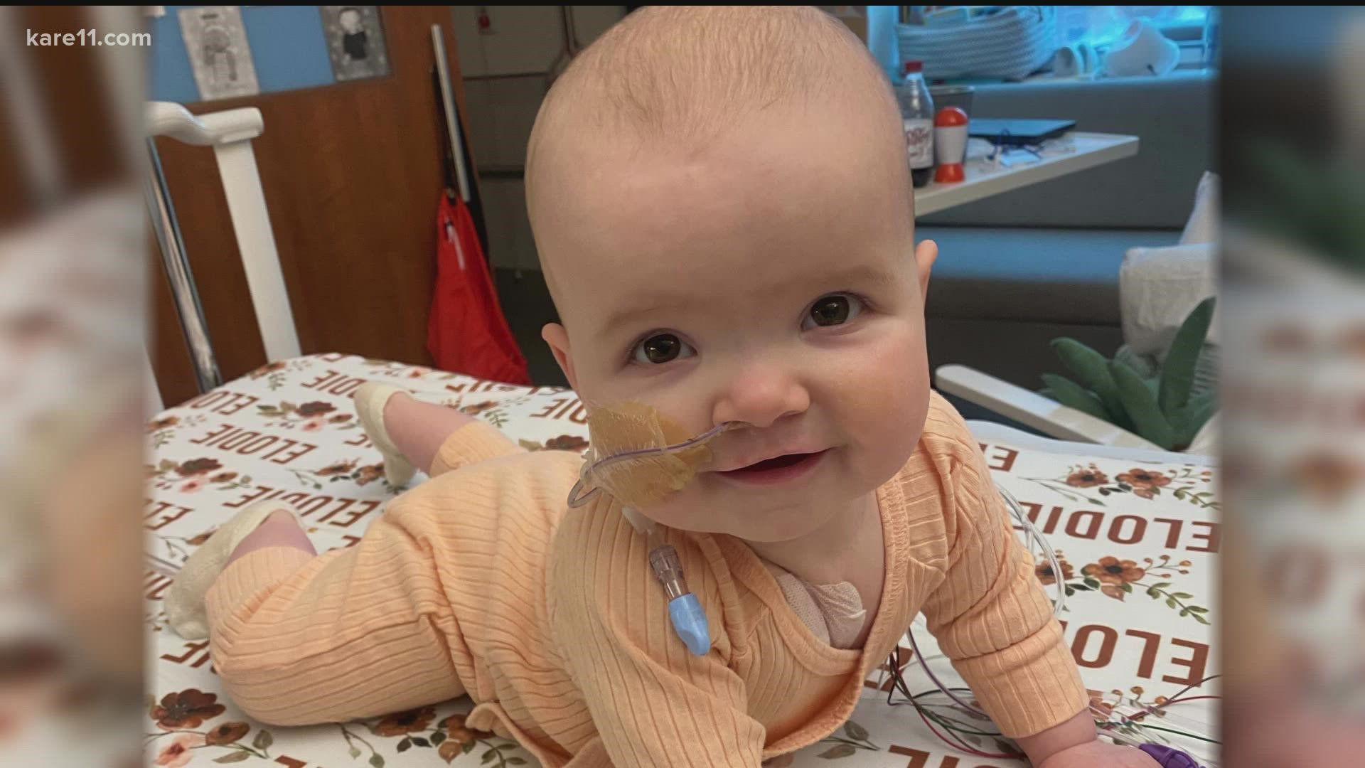 Eight-month-old Elodie is in need of a transplant after being diagnosed with a rare heart disorder.
