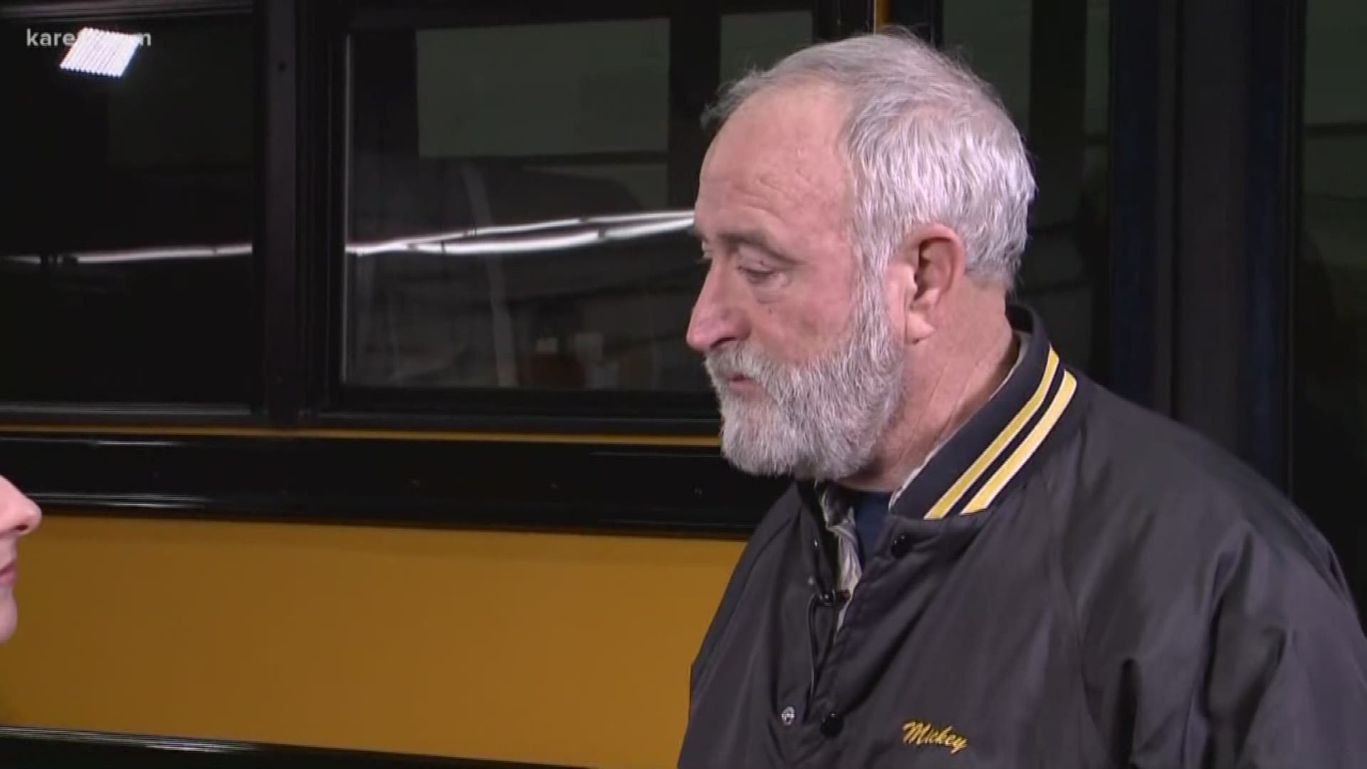 Ellery McCardle talks to a bus driver who is trying to send a message of the importance of bus safety. https://kare11.tv/2TeDuao