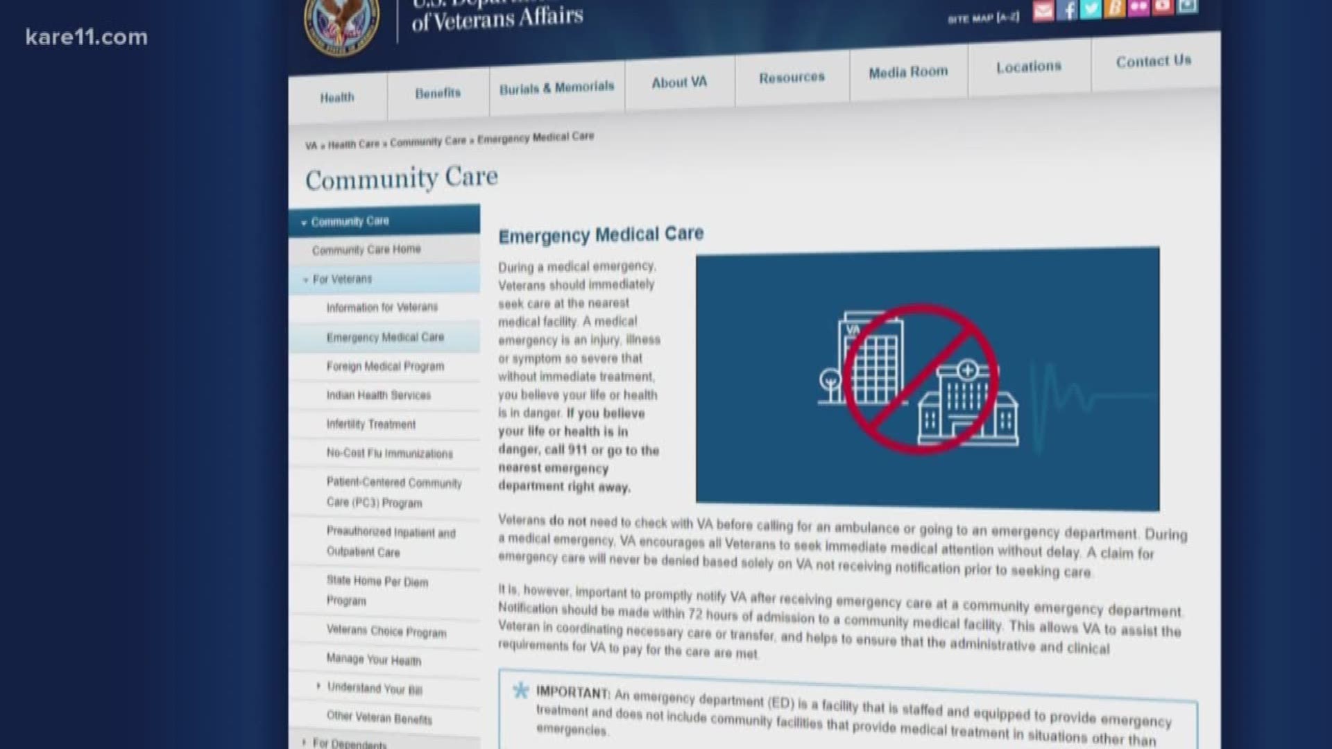 Investigates: VA warns veterans of qualifications for emergency care