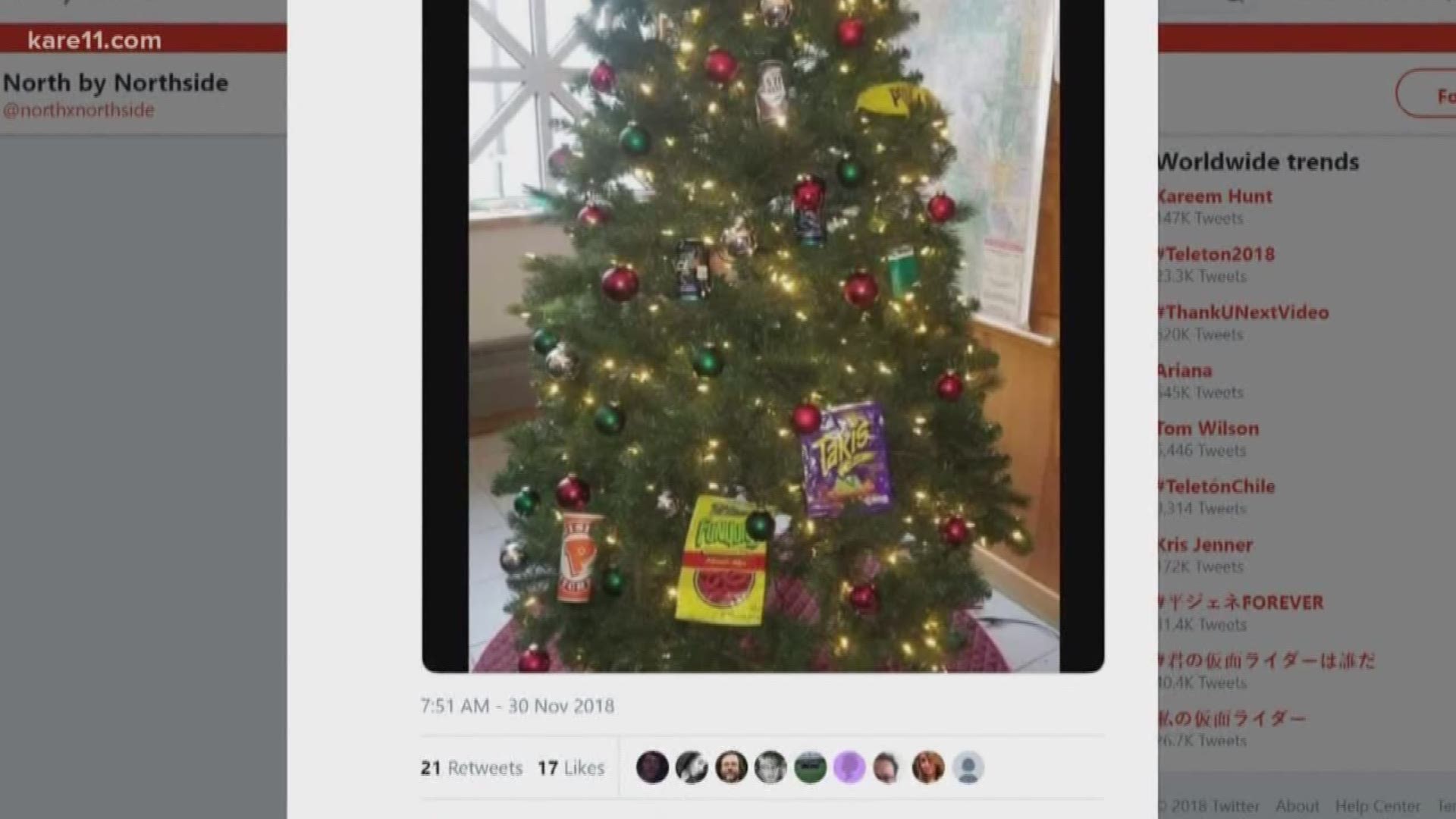 Two Minneapolis Police officers have been "relieved of duty" in connection to the Christmas tree incident at the Fourth Precinct, according to a police spokesperson.The officers have not been fired and will continue to be paid during the ongoing investiga