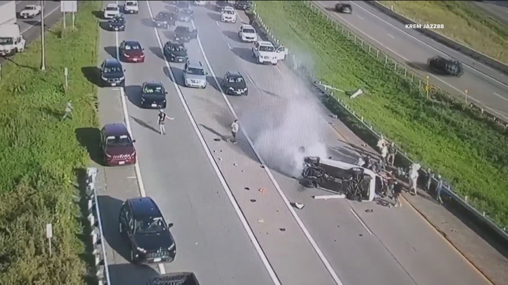 The two-vehicle crash occurred just before 6:30 p.m. on I-694 at Highway 10, according to state patrol.