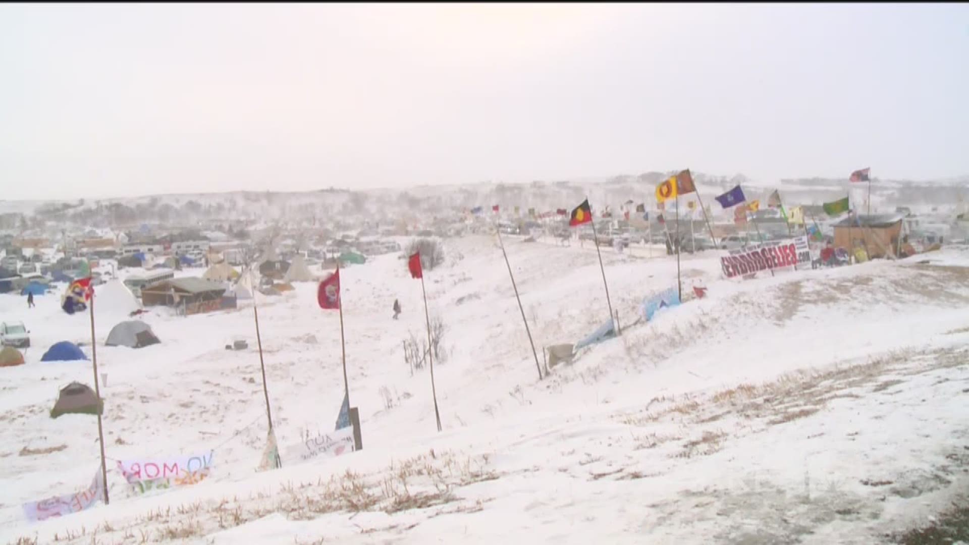 Standing Rock demonstrators battle blizzard
