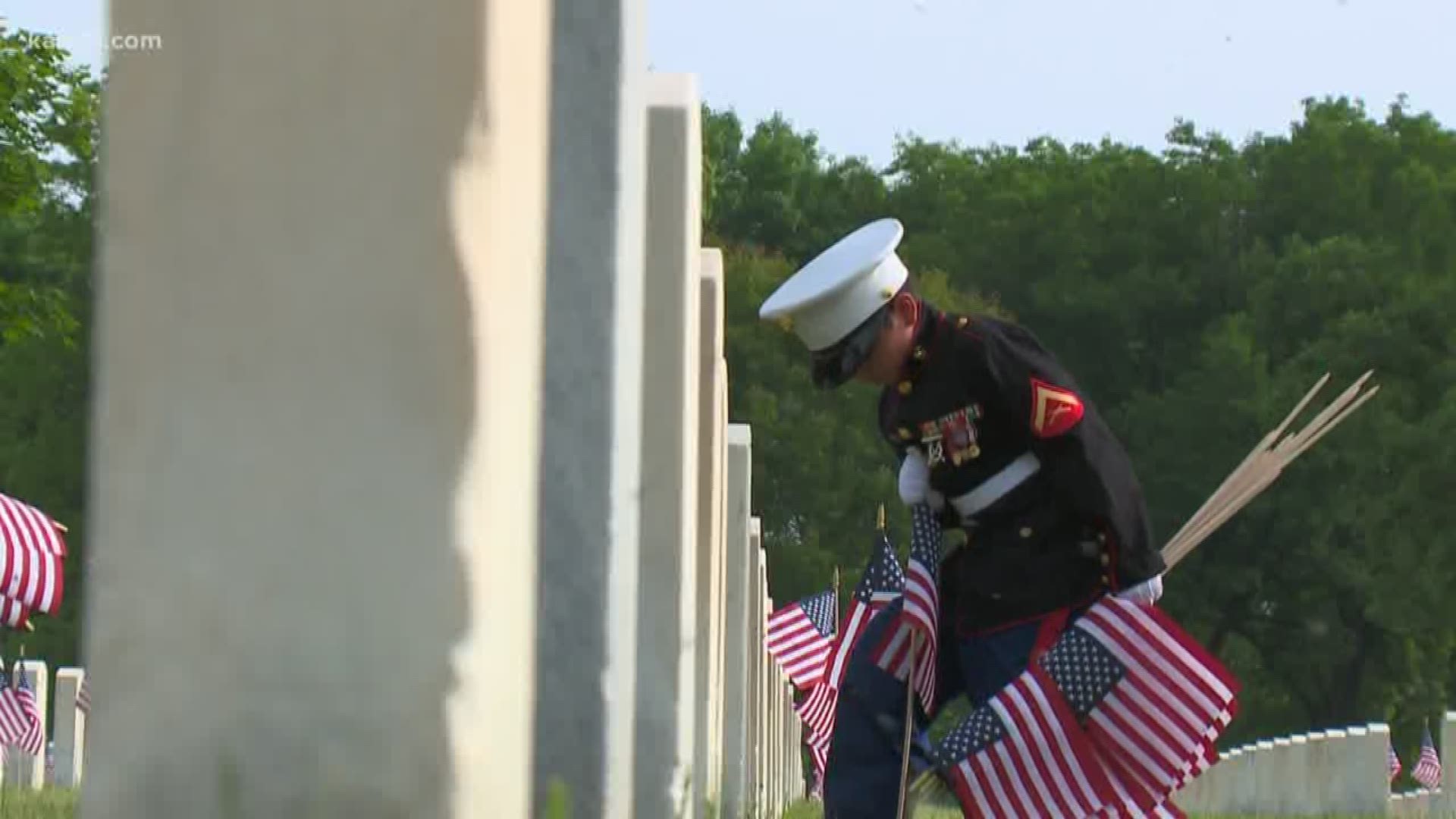 Today, several Gold Star families placed flags at Fort Snelling. https://kare11.tv/2Ifl3O2