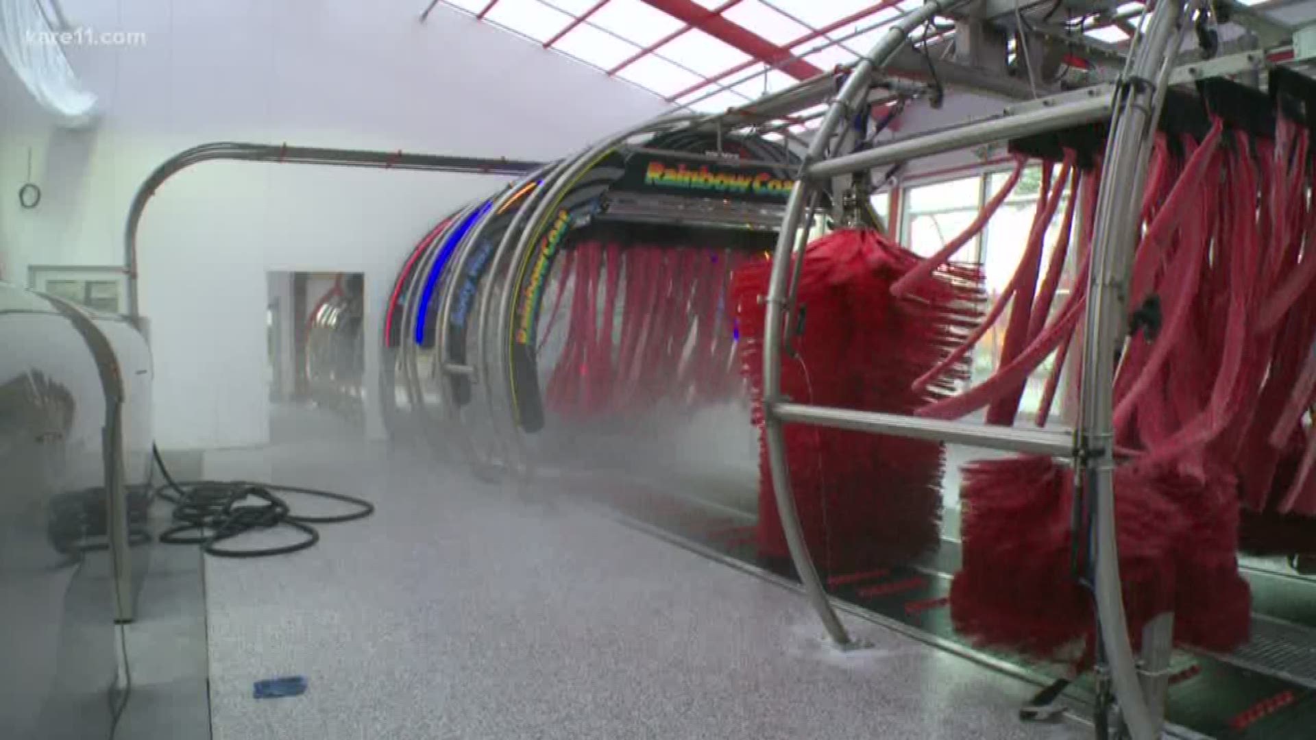Owner Chris Robbins said they are the first car wash in Minnesota to use a water reclaim system, combined with a rainwater harvesting system to clean vehicles.