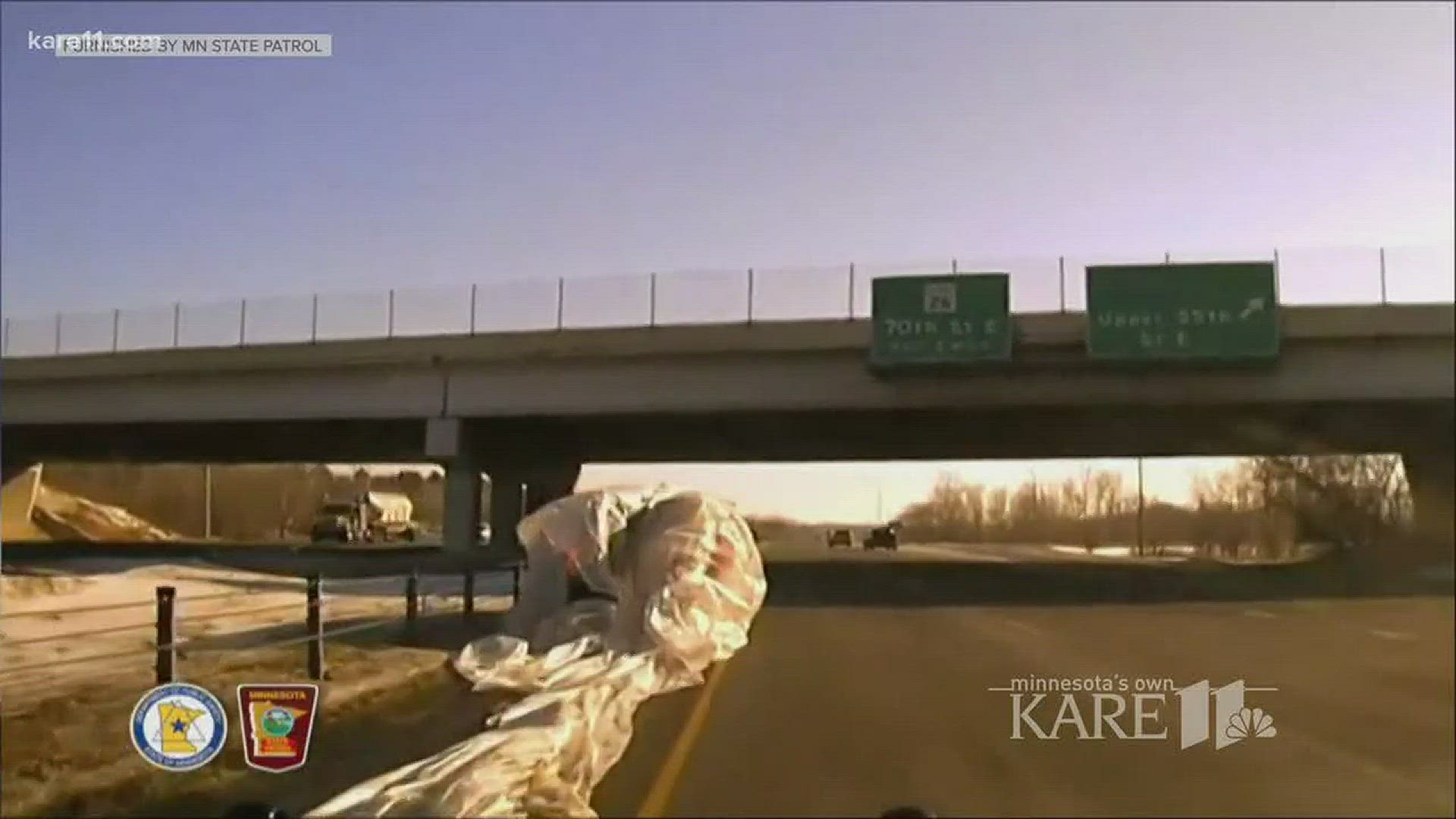 An odd incident on a metro highway illustrates the importance of securing things you're hauling in the back of a truck.
