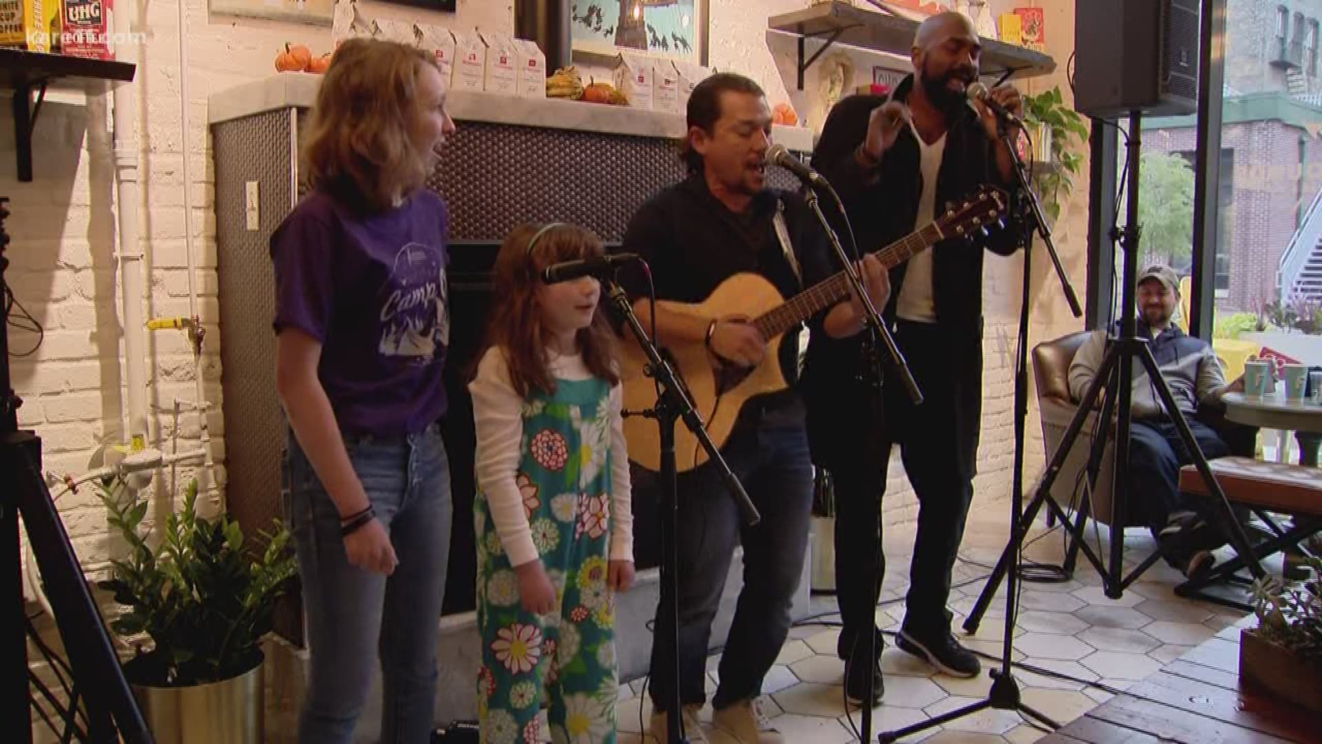 "Hamilton" stars Miguel Cervantes and Nik Walker performed at Fairgrounds Coffee & Tea in Minneapolis on Monday to raise money and awareness for epilepsy.