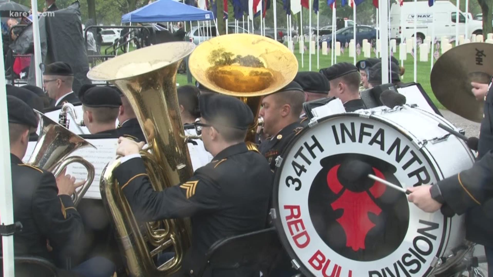 A tradition that wasn't stopped by the weather. The annual tribute to Minnesota's fallen veterans at Fort Snelling. KARE 11's John Croman was there.