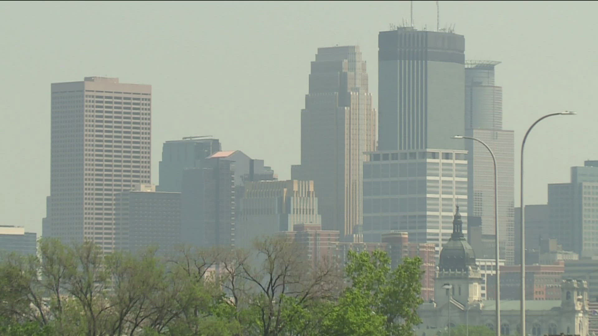 Smoke from Canadian wildfires was so thick on Sunday morning it could be seen from traffic cameras in the northern parts of the state.