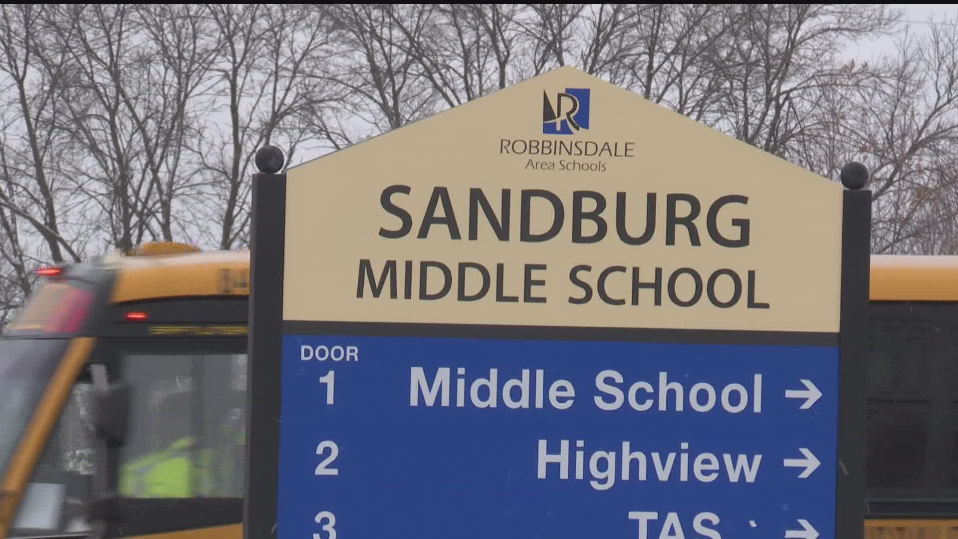 Sandburg Middle School officials say a video is circulating on social media that shows a student holding what appears to be a gun in a bathroom.