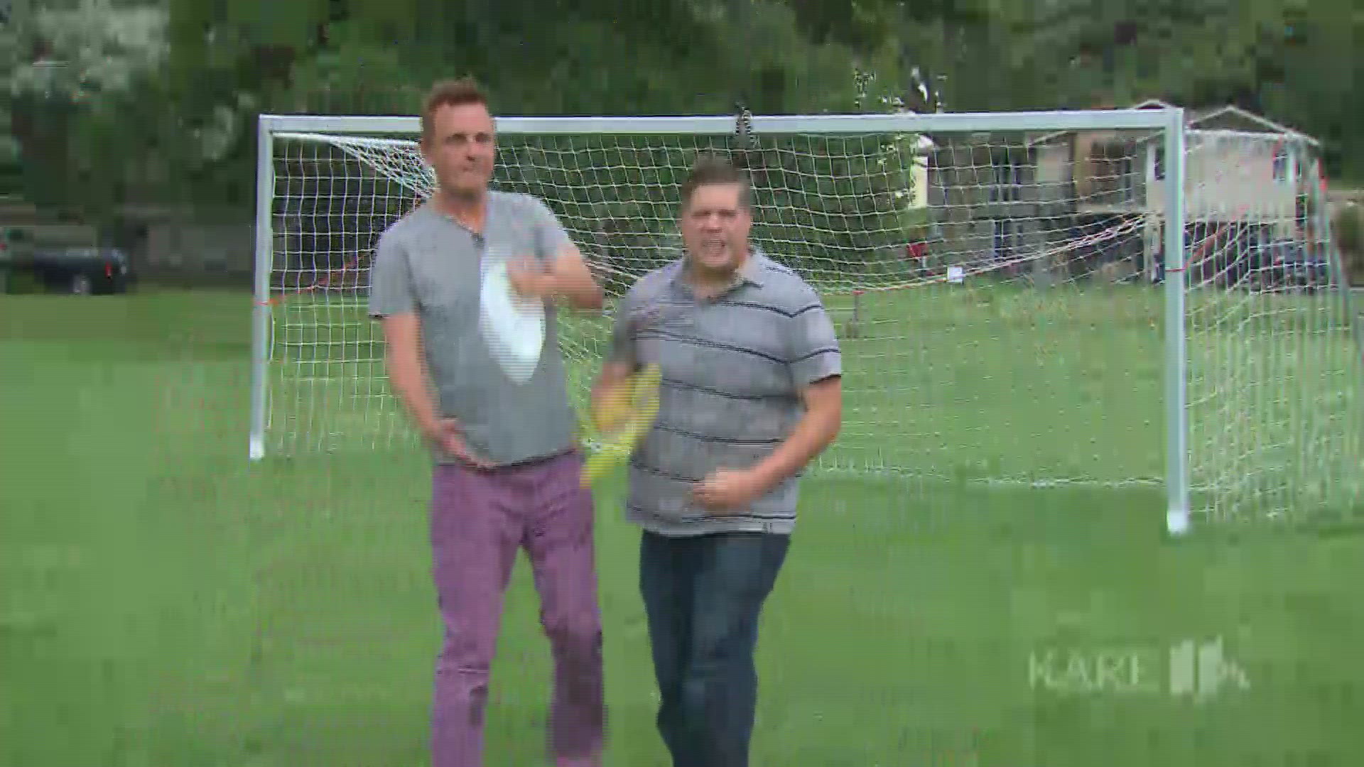 It's easy to toss a frisbee right? The real test for Eric Perkins and Ryan Shaver involved trying to make a trick while throwing a disc into a soccer net! https://kare11.tv/2KUgoS7