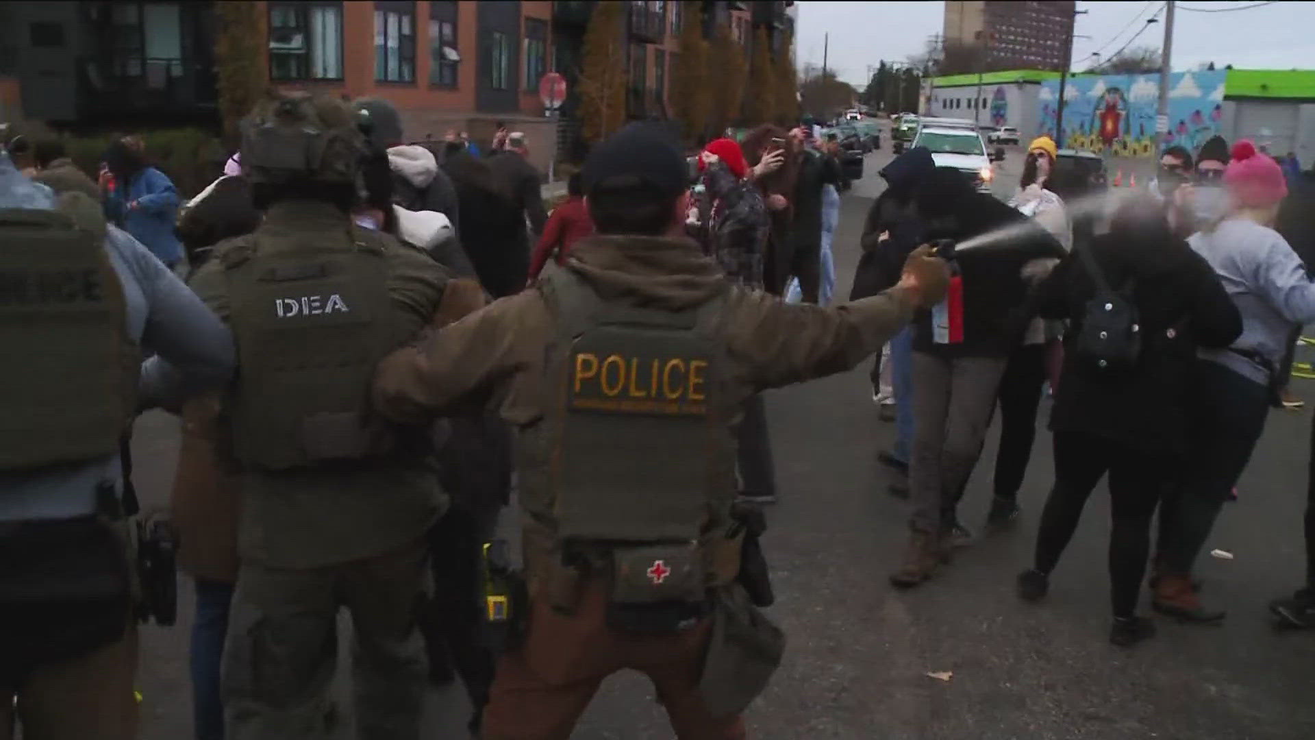 Armed agents in ICE, FBI and DEA vests and masks were involved in activity inside and near the Bro-Tex LLC building at 830 N. Hampden Ave.