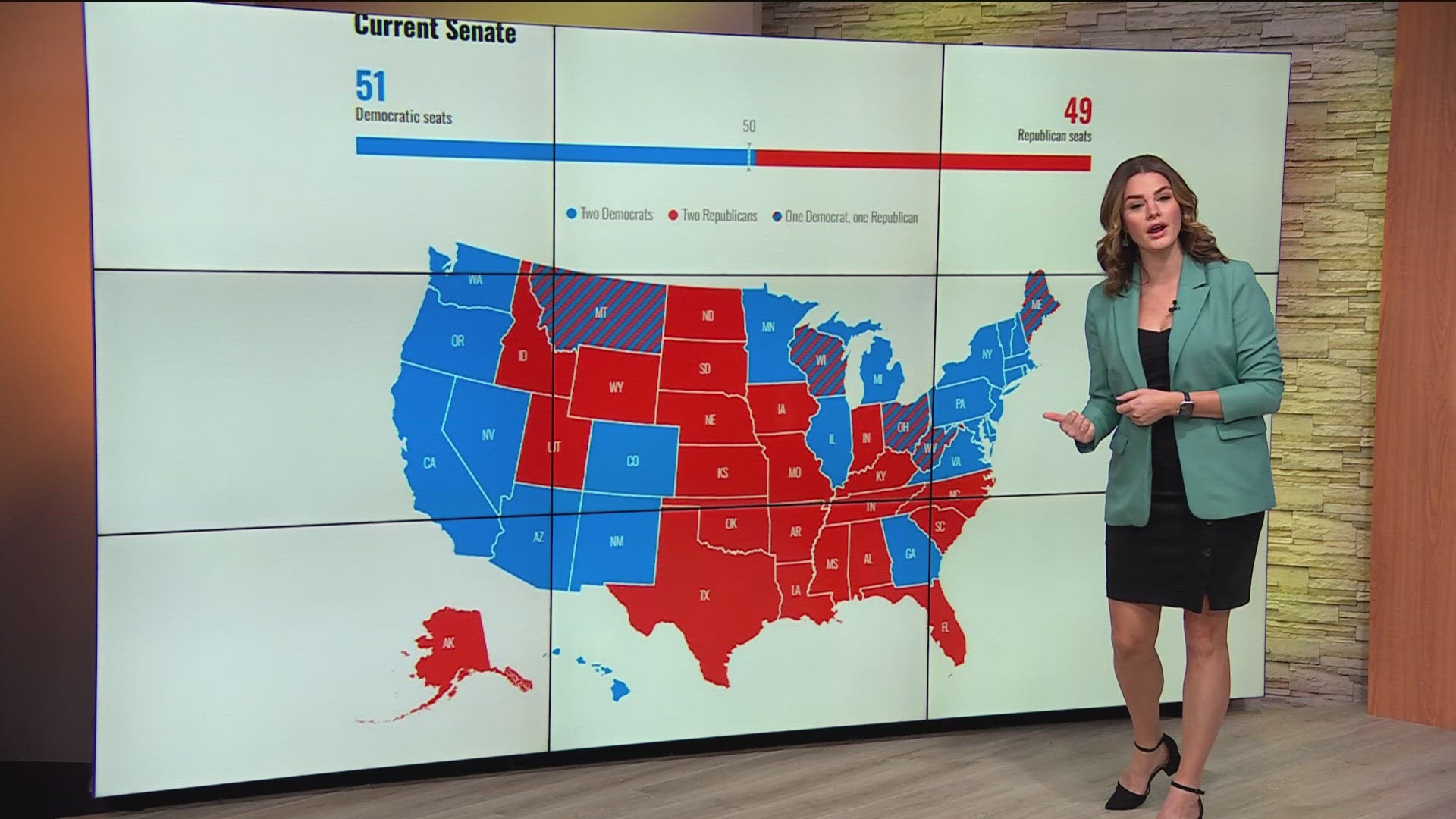 The House of Representatives has 435 seats up for a vote and the Senate has 34.