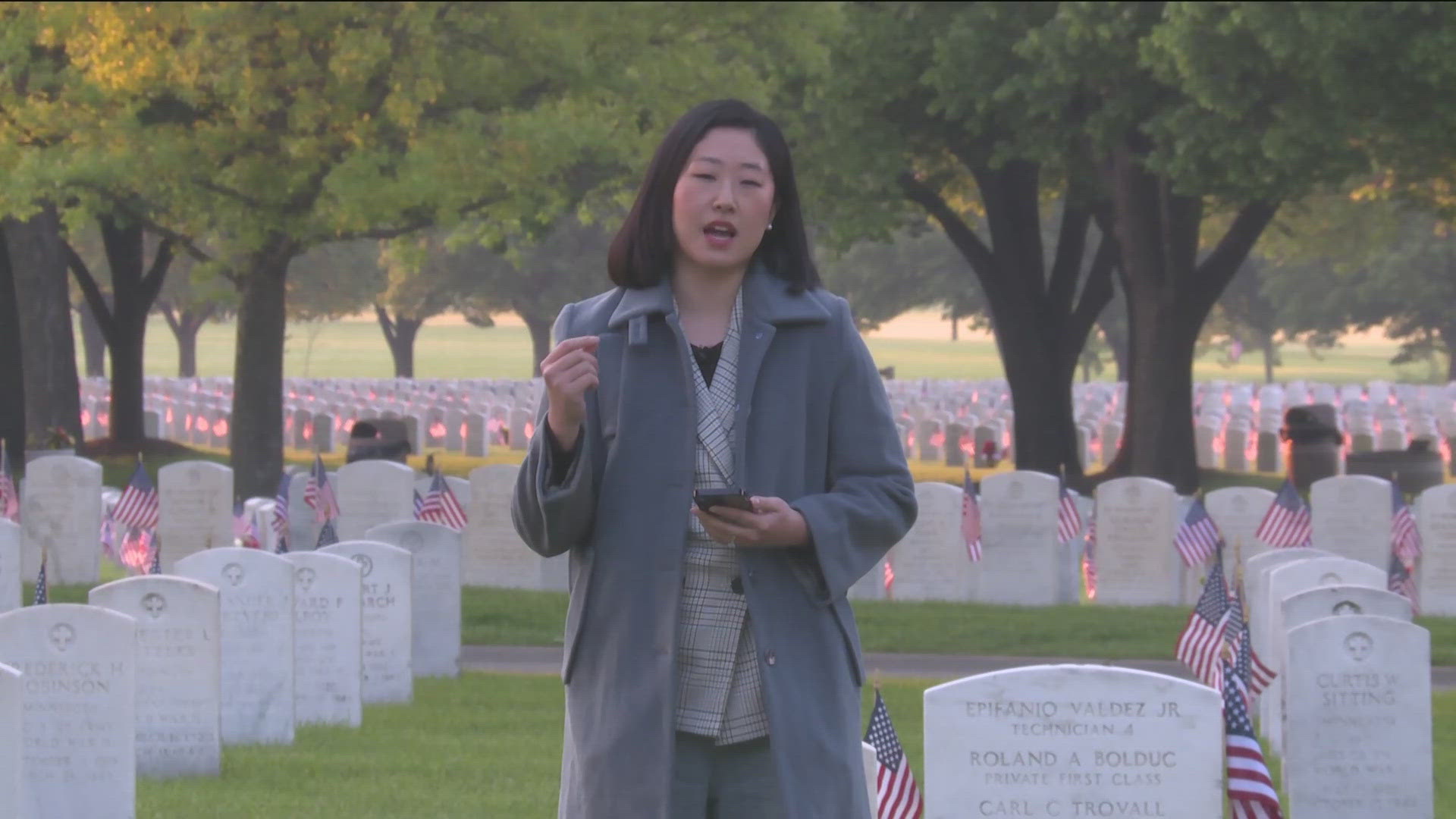 Volunteers placed flags on veterans' gravesites for the Memorial Day events. 