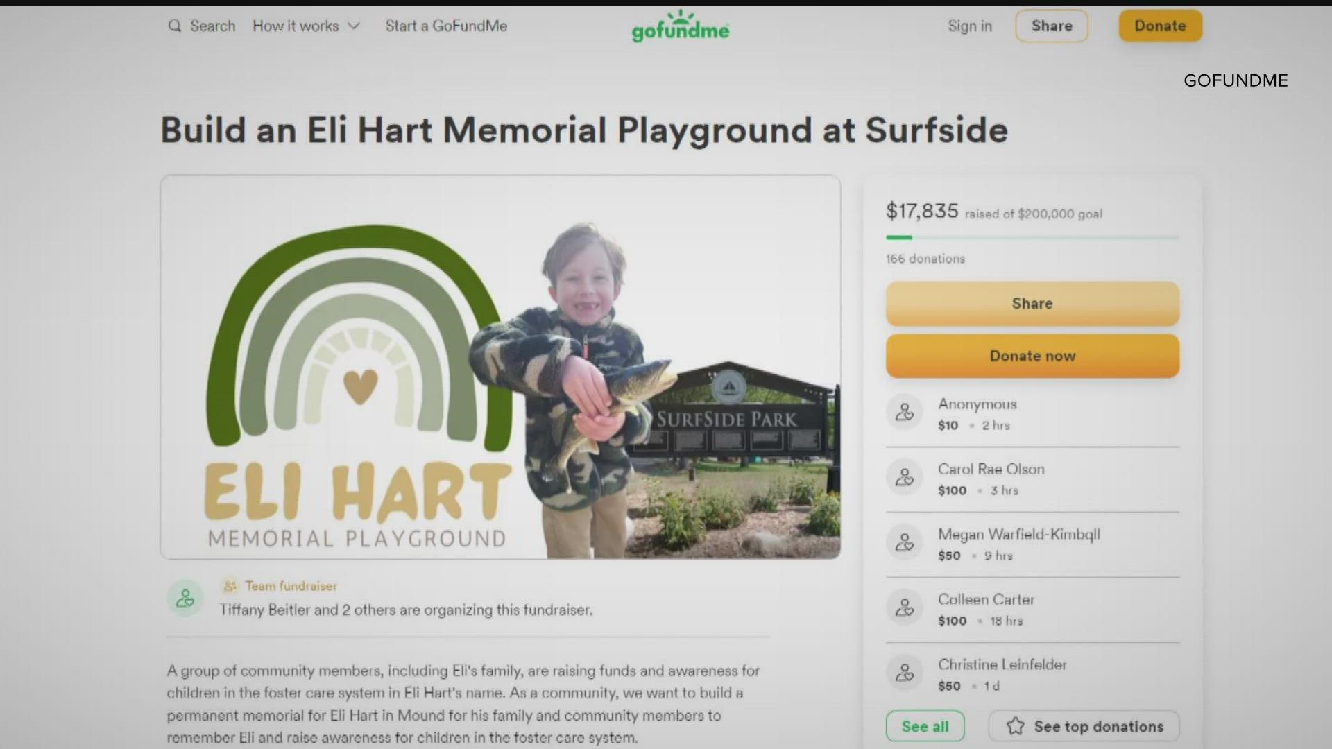 Several business owners donated 10% of their sales this Thursday to help the family build a playground in Eli's memory.