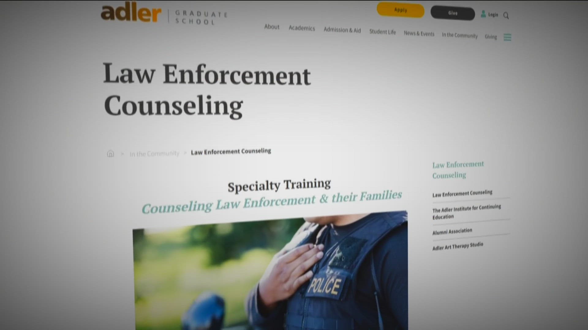 A grant for low-cost, specialized training for professionals who counsel law enforcement and their families was approved by the legislature last year.
