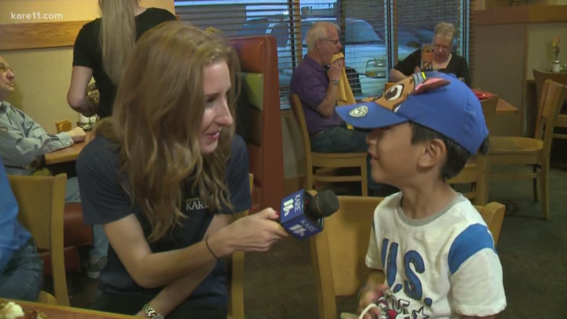 It was a busy morning at Jensen's Cafe in Burnsville, and we learned that Max loves bacon! https://kare11.tv/2mLzwUR