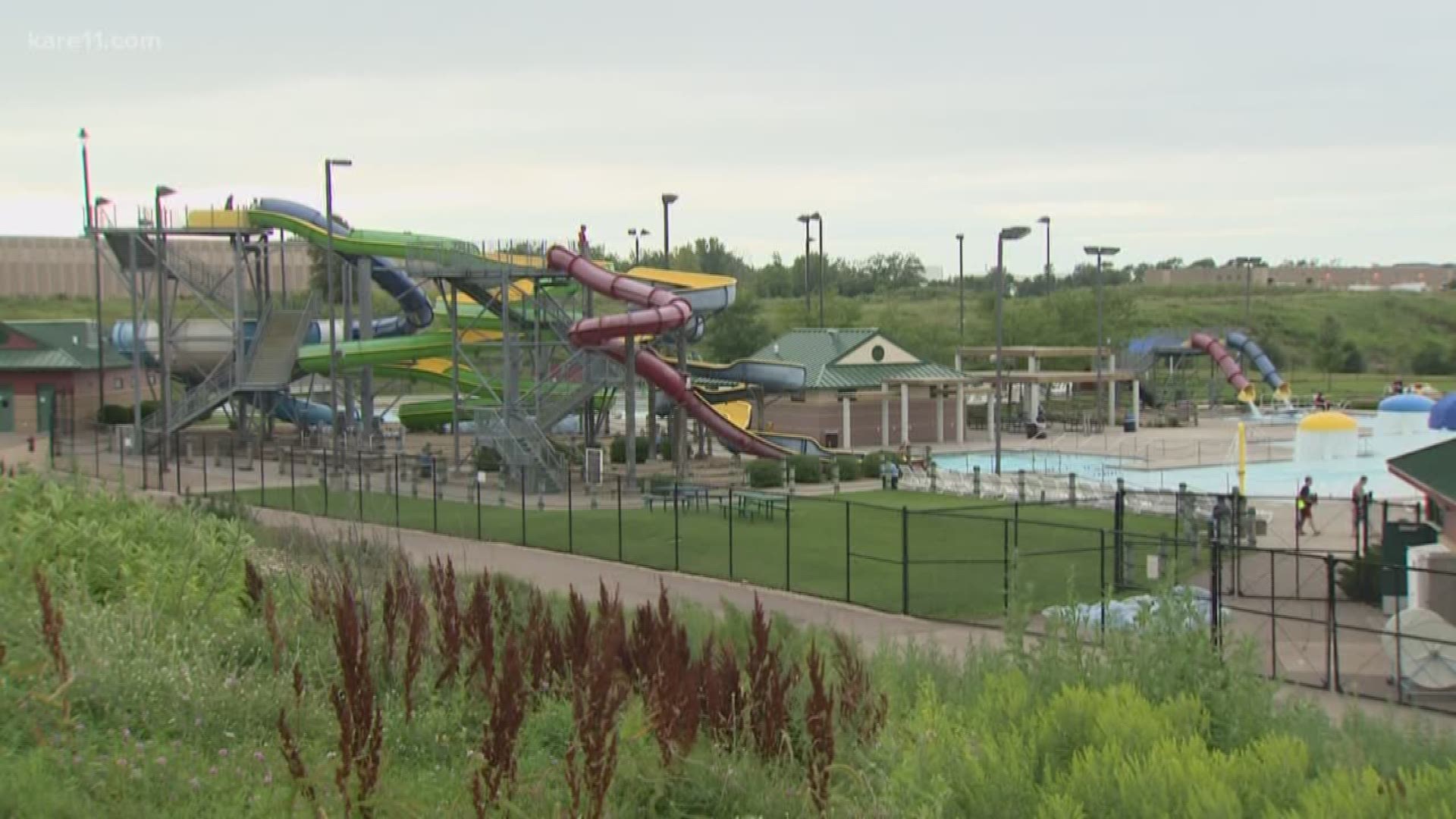 An 8-year-old boy is in the hospital after police say he was pushed by a man from a waterslide platform, falling 31 feet to the concrete below. http://www.kare11.com/news/man-charged-after-boy-falls-31-feet-off-waterslide/579426212